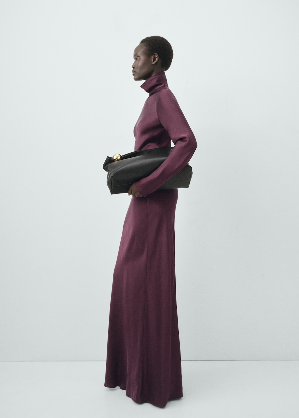 Satin high-neck dress