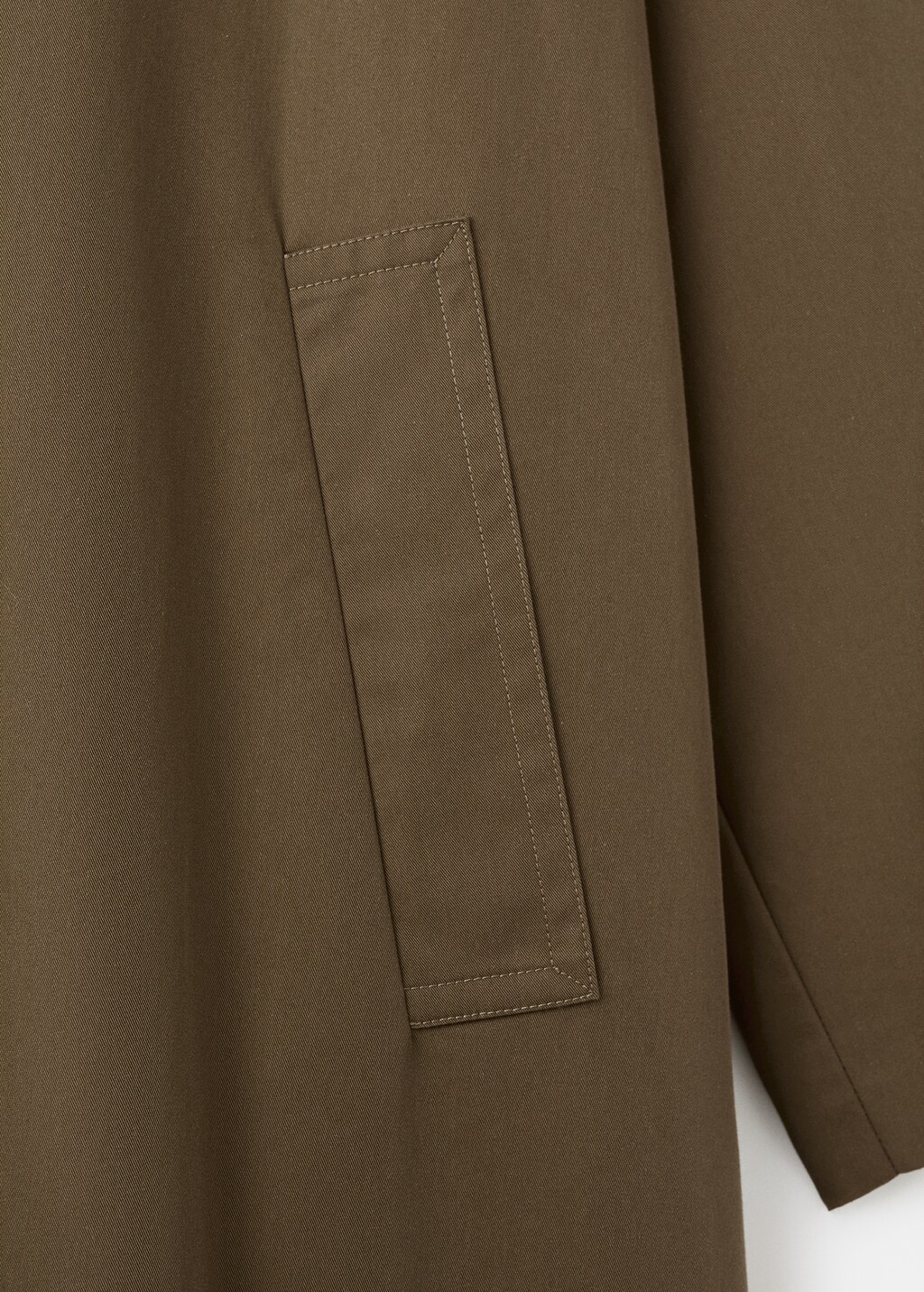 Long cotton trench coat with concealed buttons