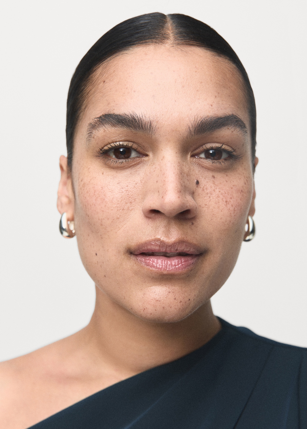 A-line dress with asymmetrical neckline