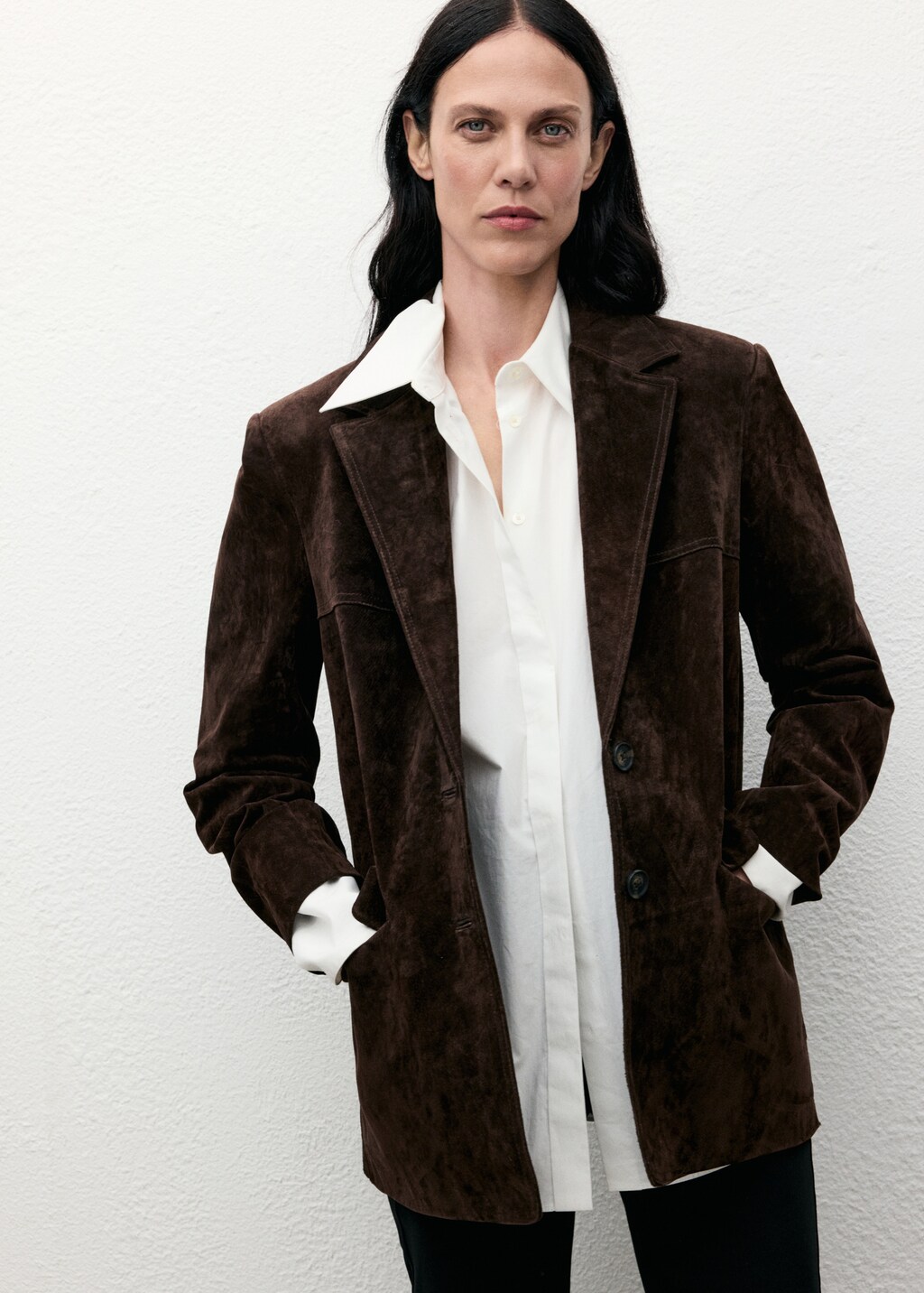 Mango Straight suede blazer