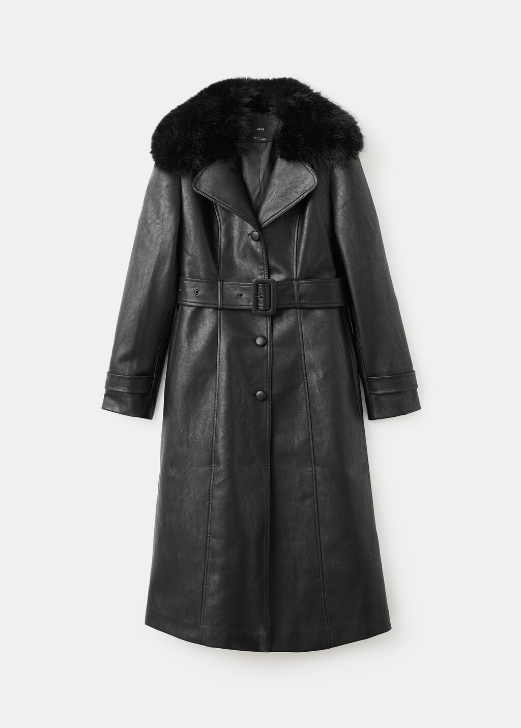 Faux-effect coat with fur collar