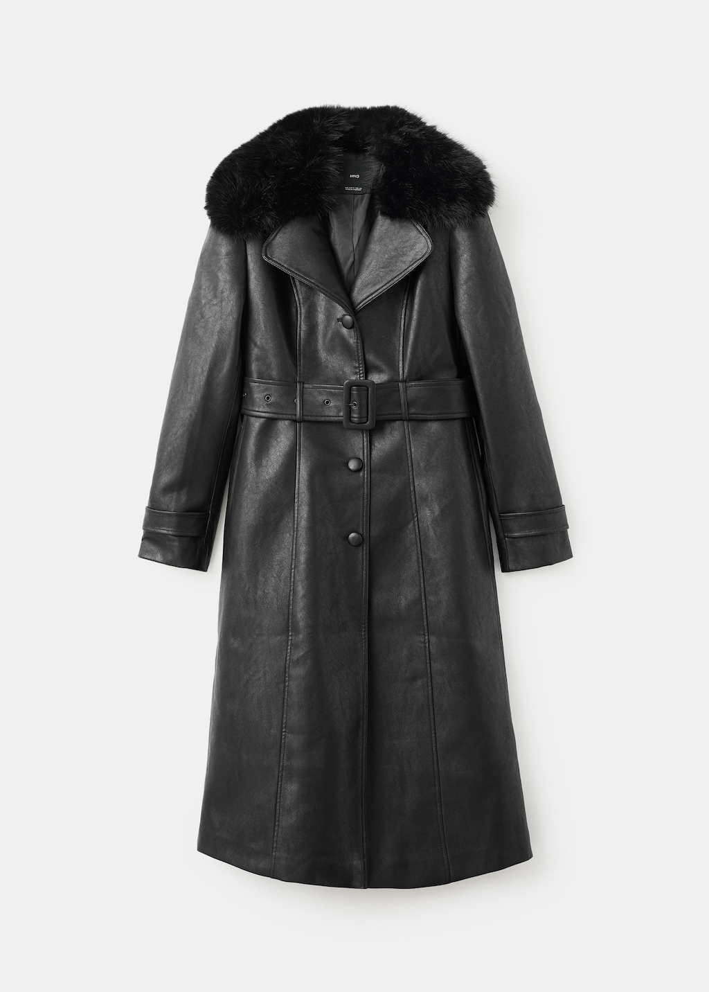 Faux-effect coat with fur collar