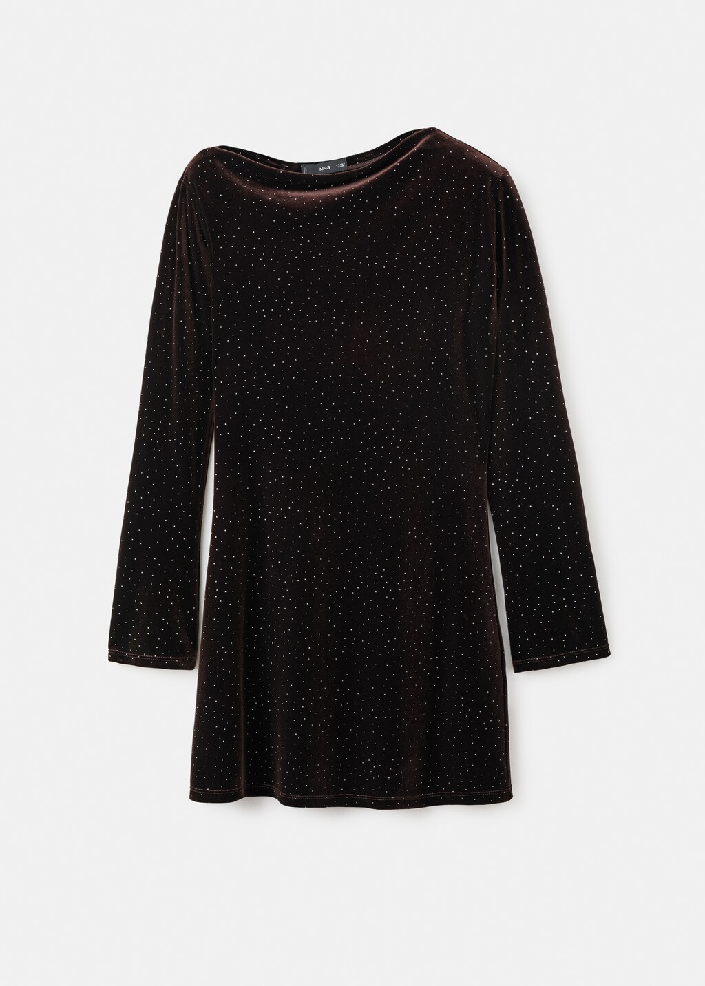 Asymmetrical velvet dress with shiny details