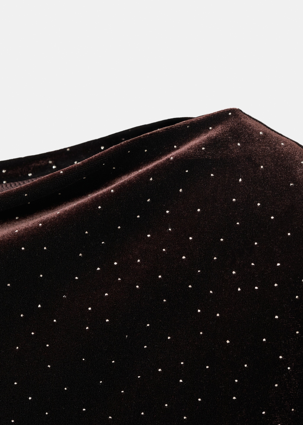 Asymmetrical velvet dress with shiny details