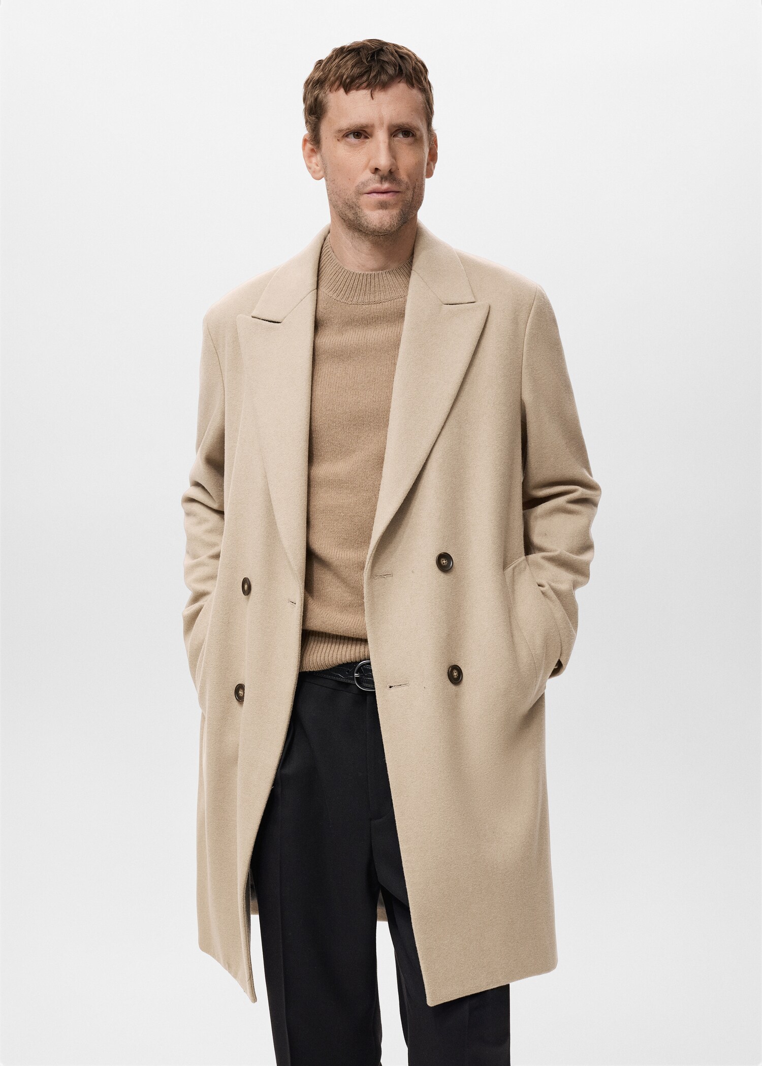 Long double-breasted wool coat - Medium plane