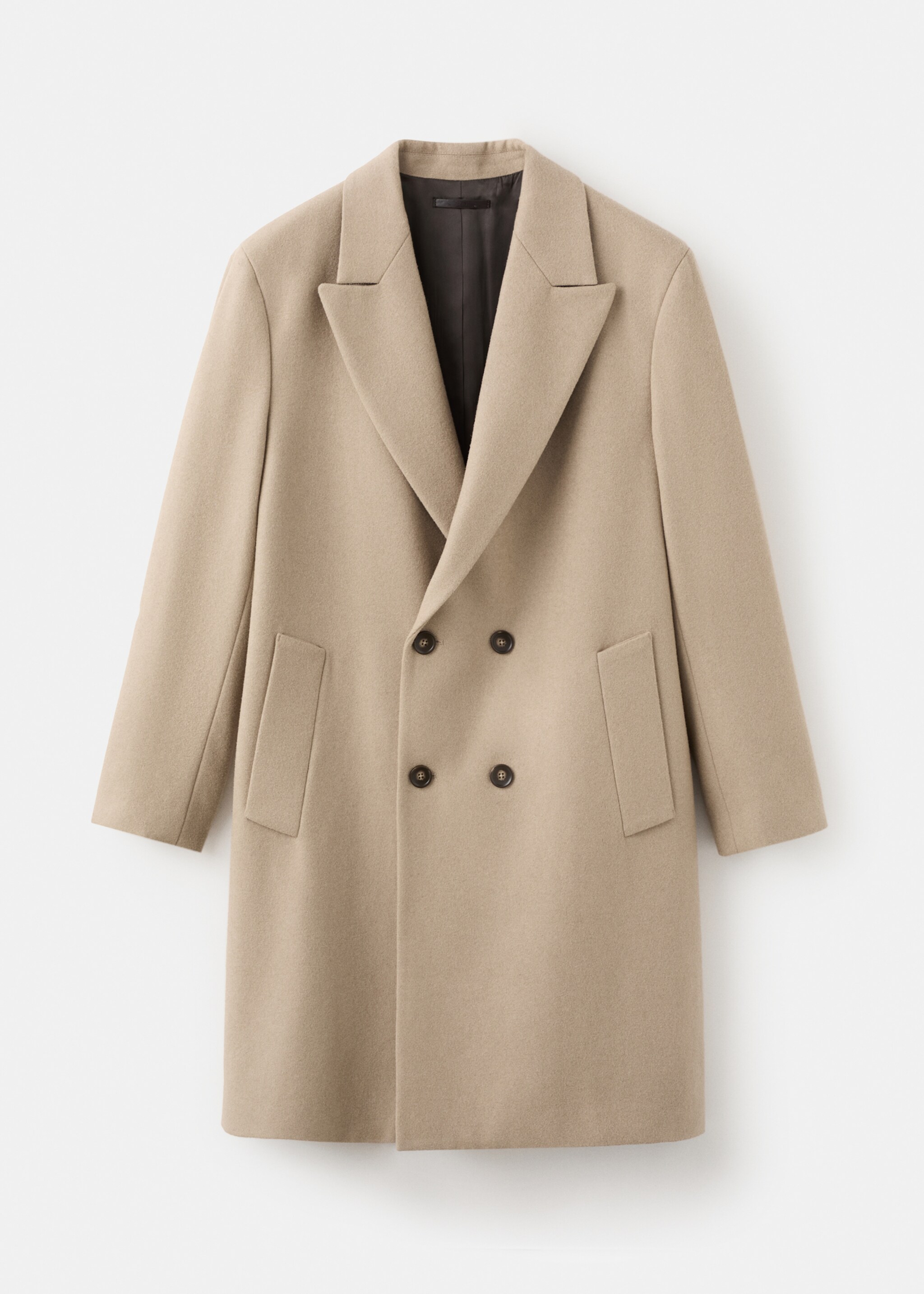 Long double-breasted wool coat - Article without model, Medium Brown. Ref: 17049206-01.
