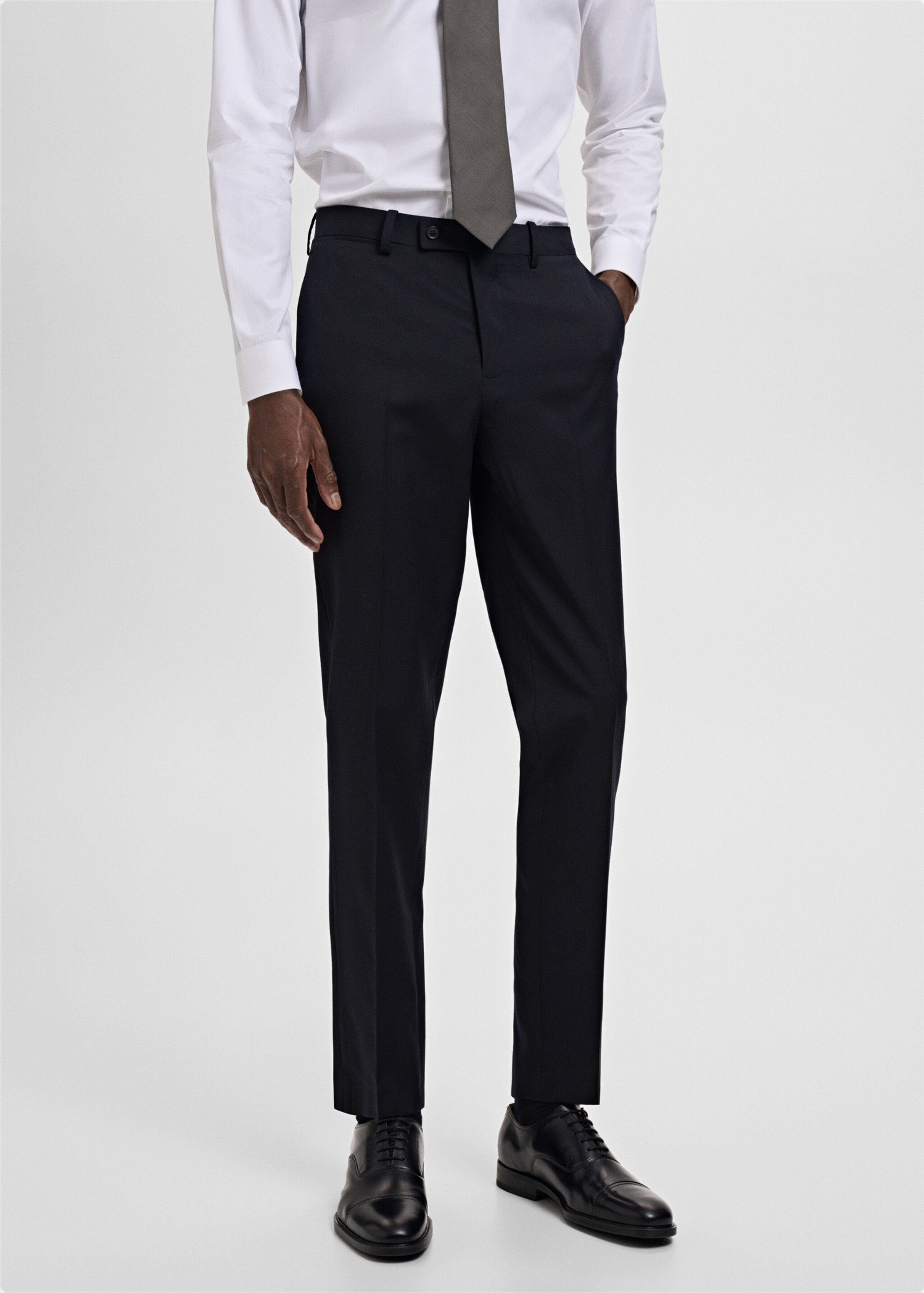 Turin 100% virgin wool suit trousers - Medium plane, Navy. Ref: 17051177-01.