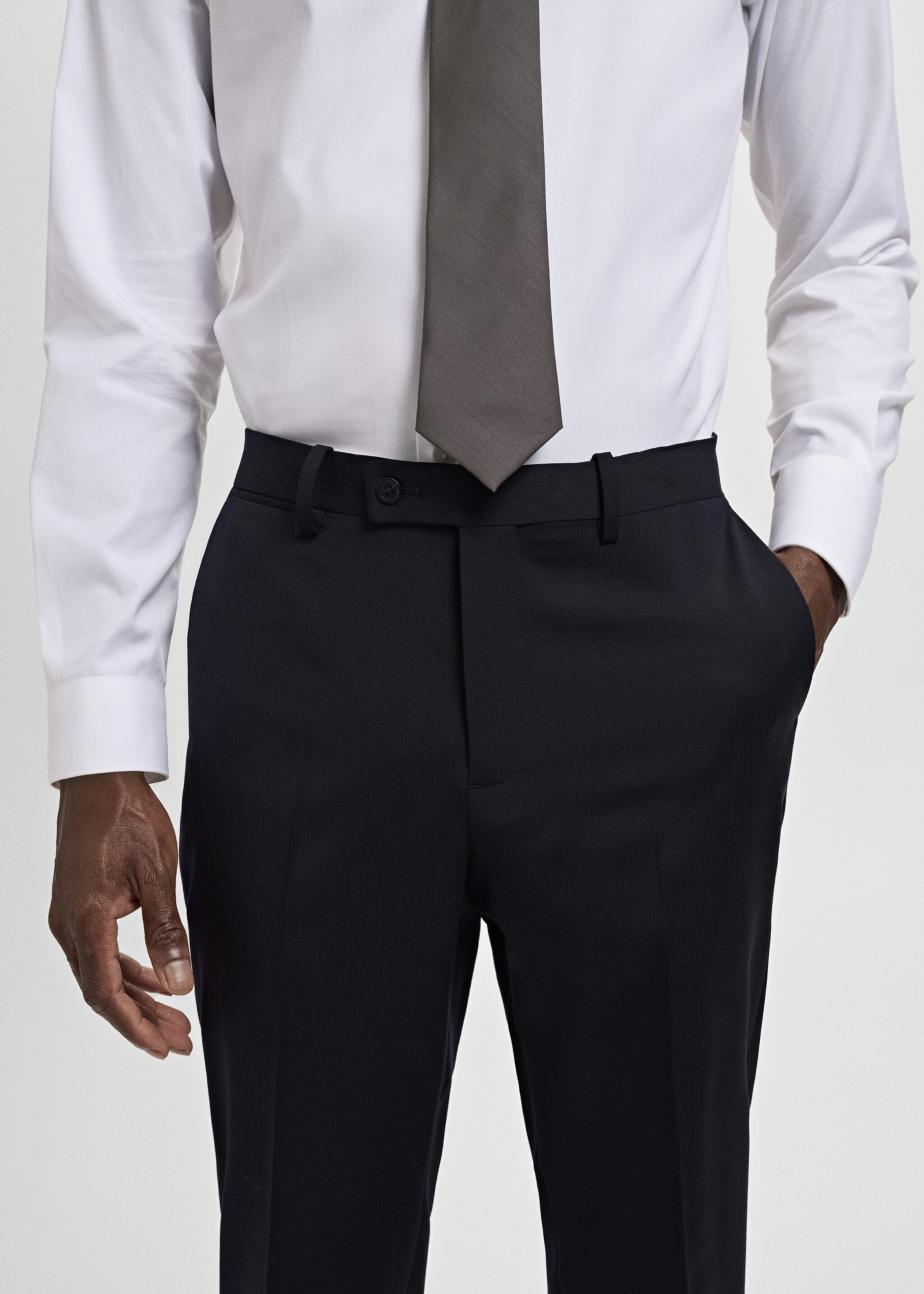 Turin 100% virgin wool suit trousers - Details of the article 1, Navy. Ref: 17051177-01.