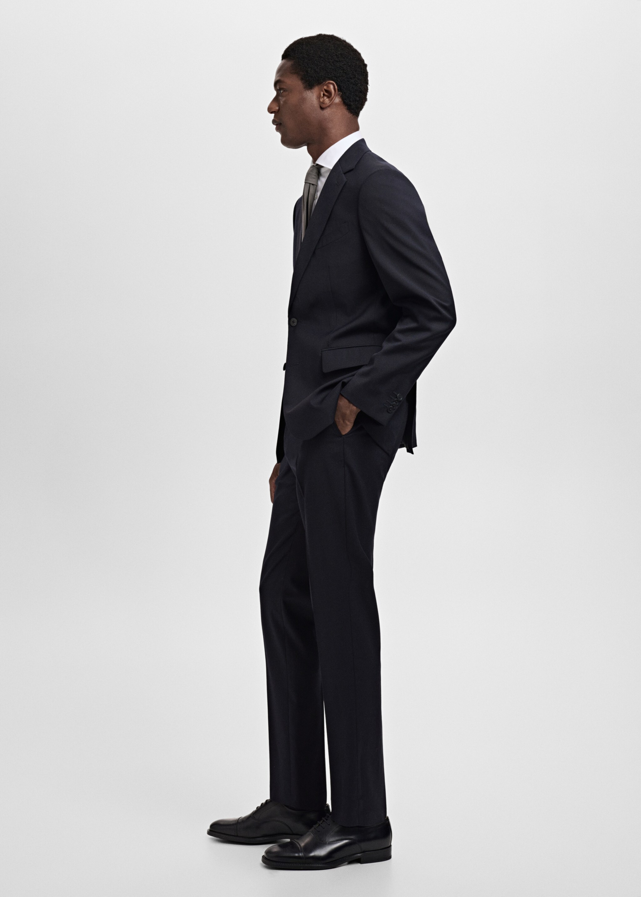 Turin 100% virgin wool suit trousers - Details of the article 2, Navy. Ref: 17051177-01.
