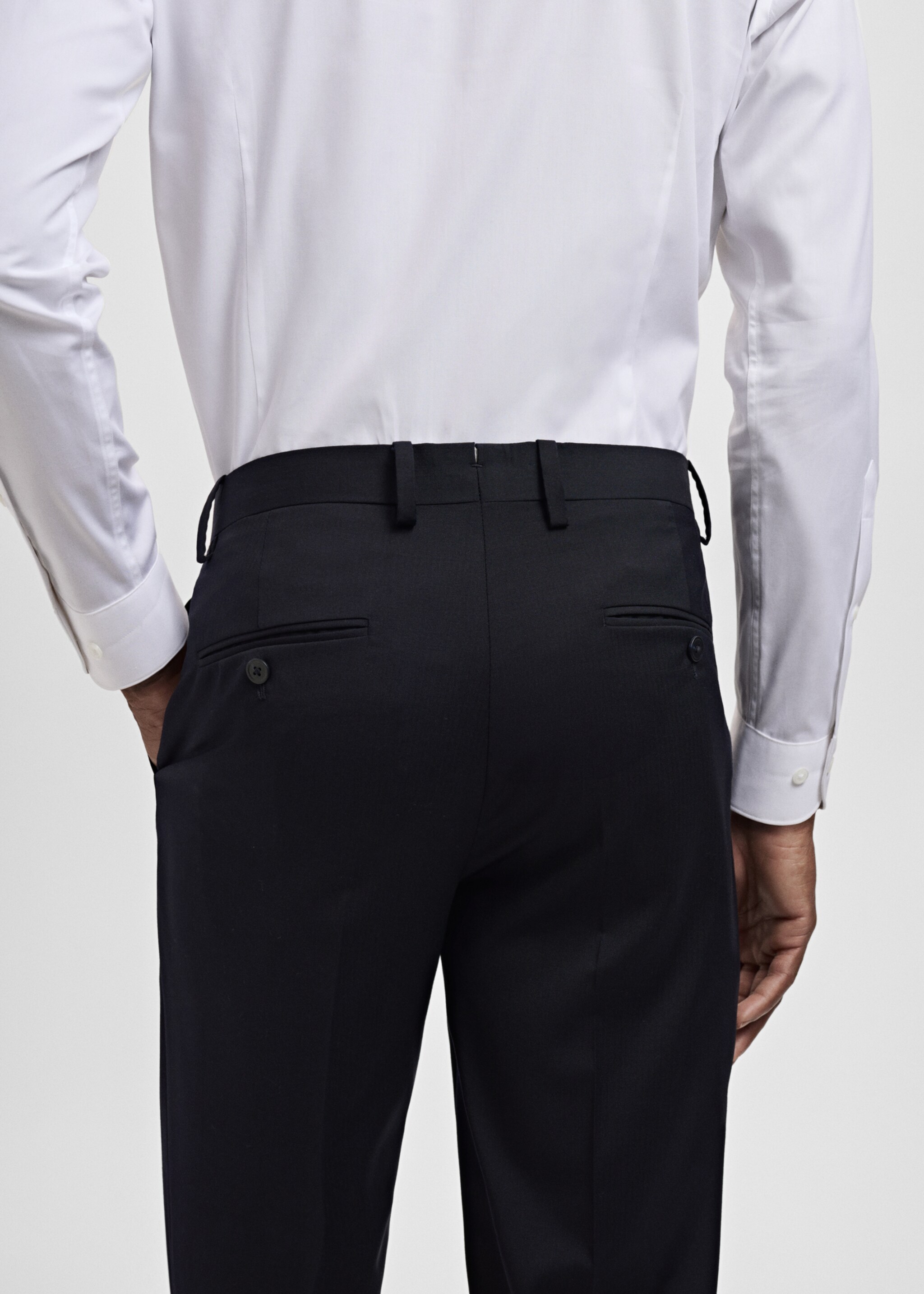 Turin 100% virgin wool suit trousers - Details of the article 3, Navy. Ref: 17051177-01.