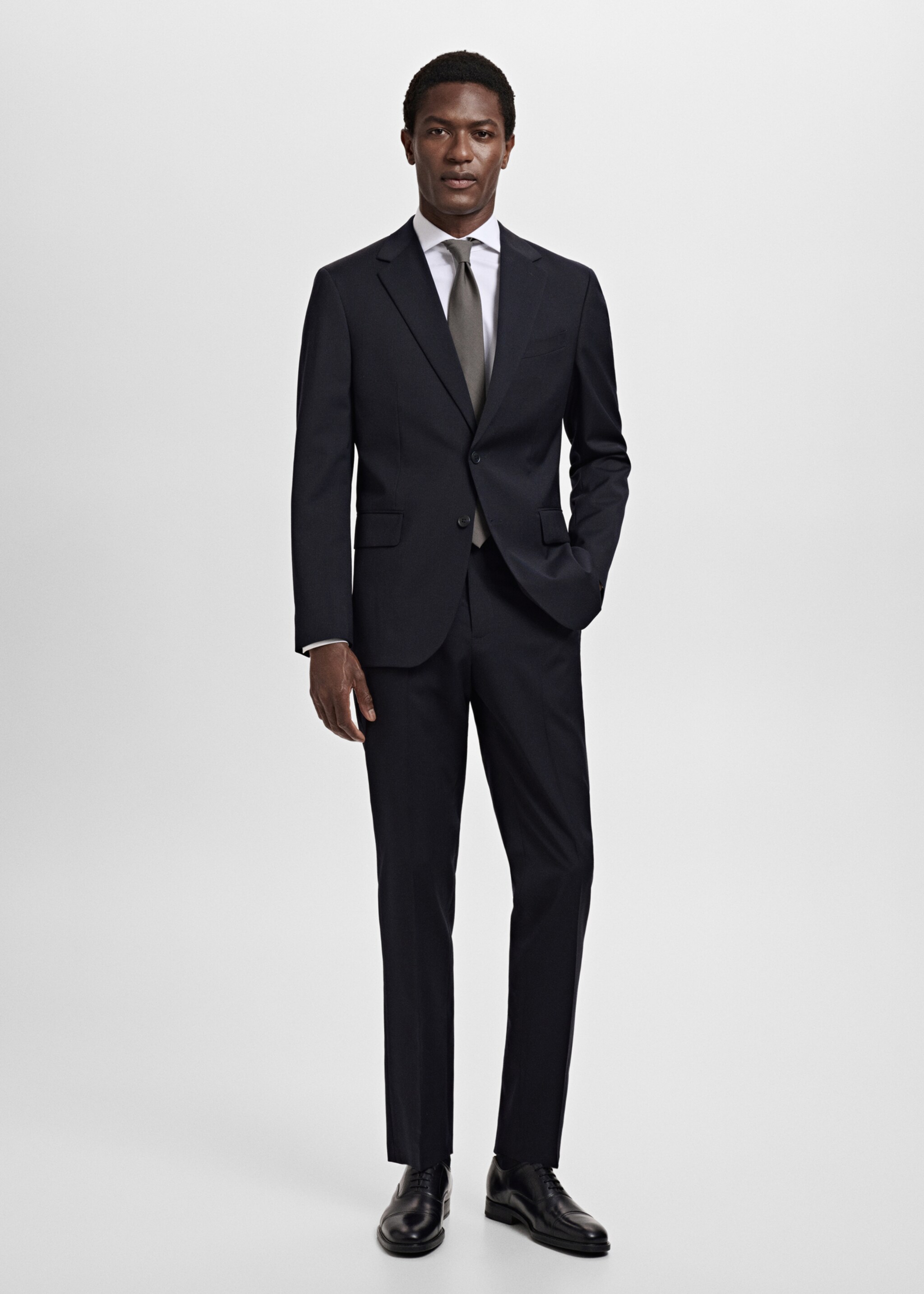 Turin 100% virgin wool suit trousers - General plane, Navy. Ref: 17051177-01.