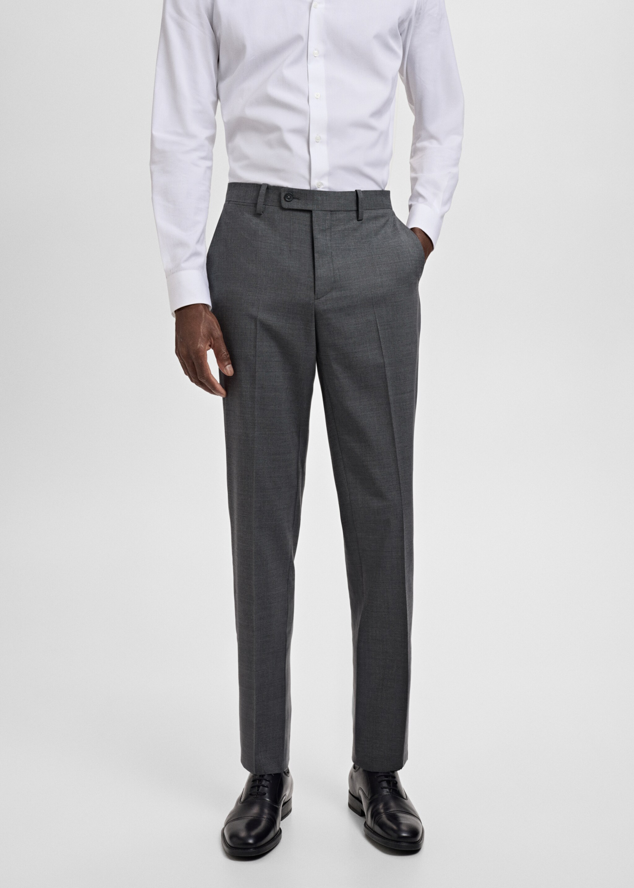 Turin 100% virgin wool suit trousers - Medium plane, Grey. Ref: 17051183-01.