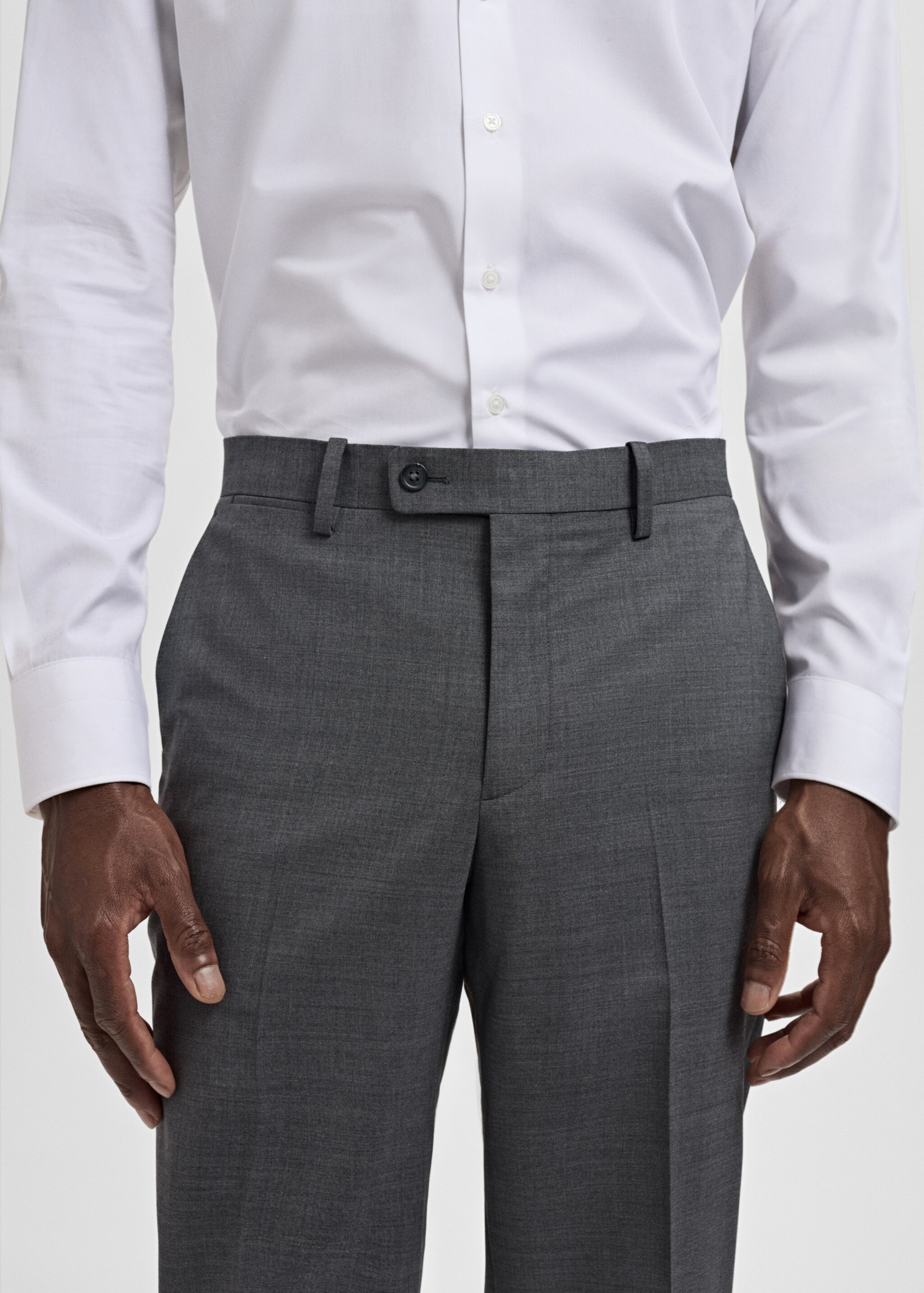 Turin 100% virgin wool suit trousers - Details of the article 1, Grey. Ref: 17051183-01.