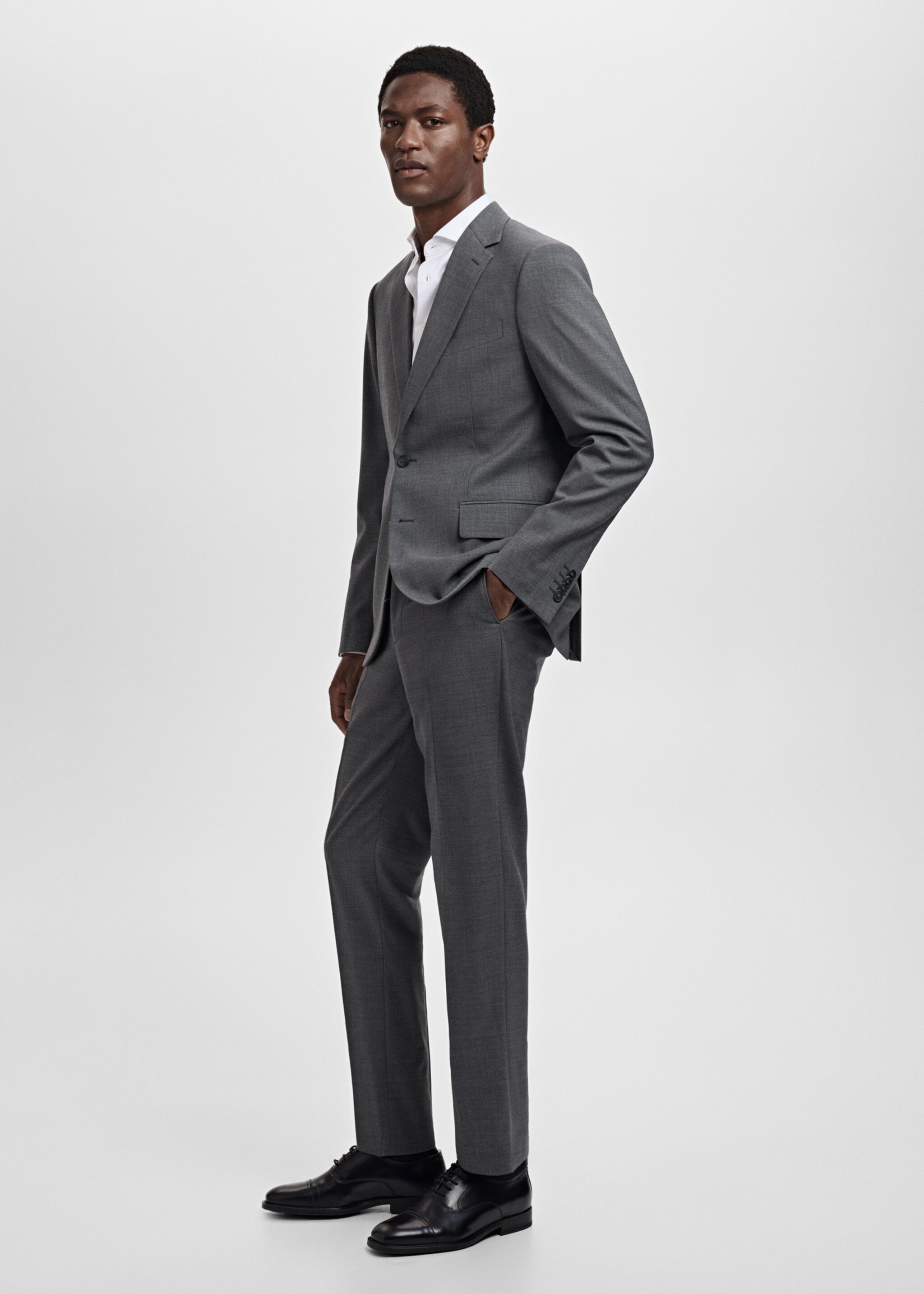 Turin 100% virgin wool suit trousers - Details of the article 2, Grey. Ref: 17051183-01.