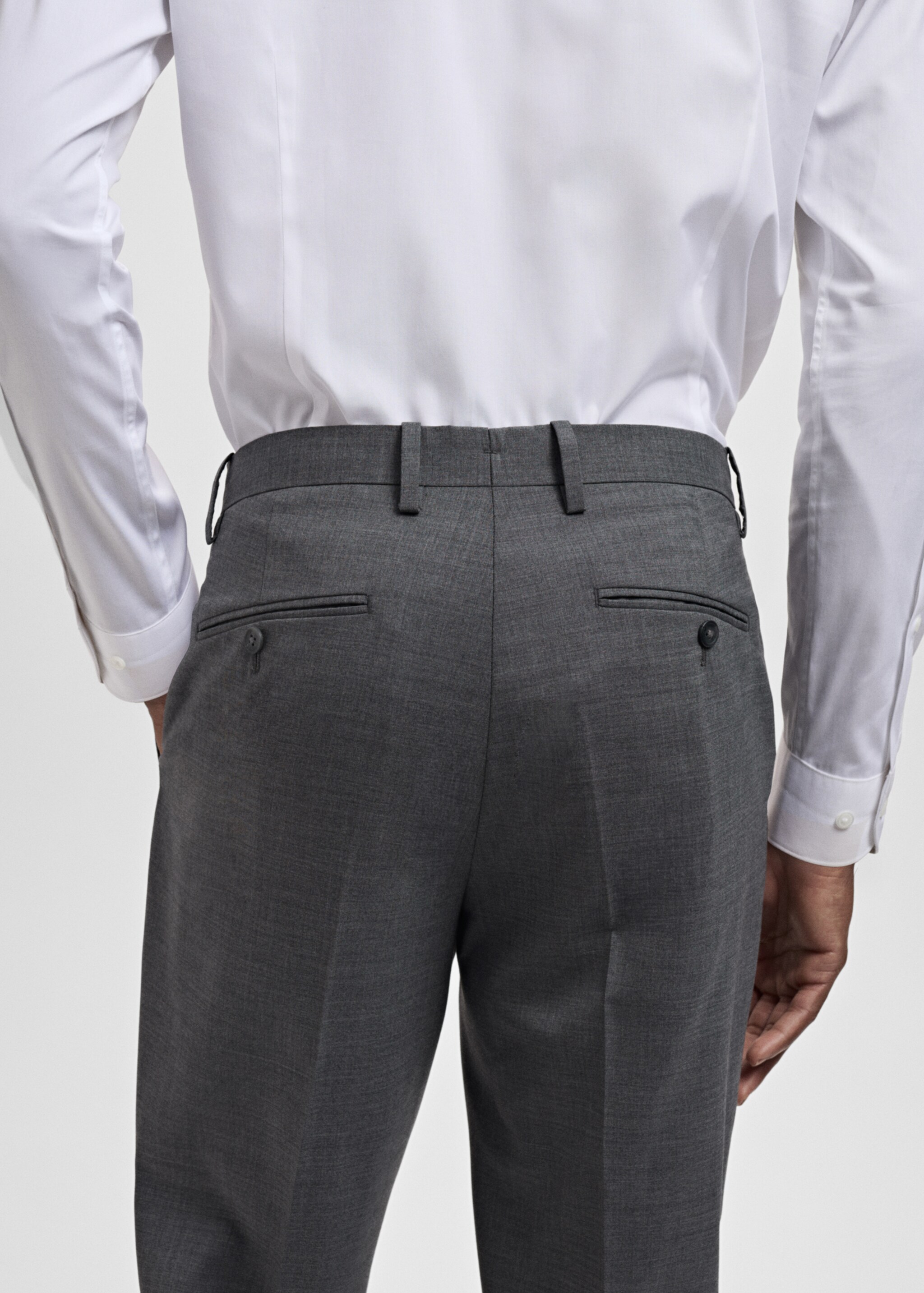 Turin 100% virgin wool suit trousers - Details of the article 3, Grey. Ref: 17051183-01.