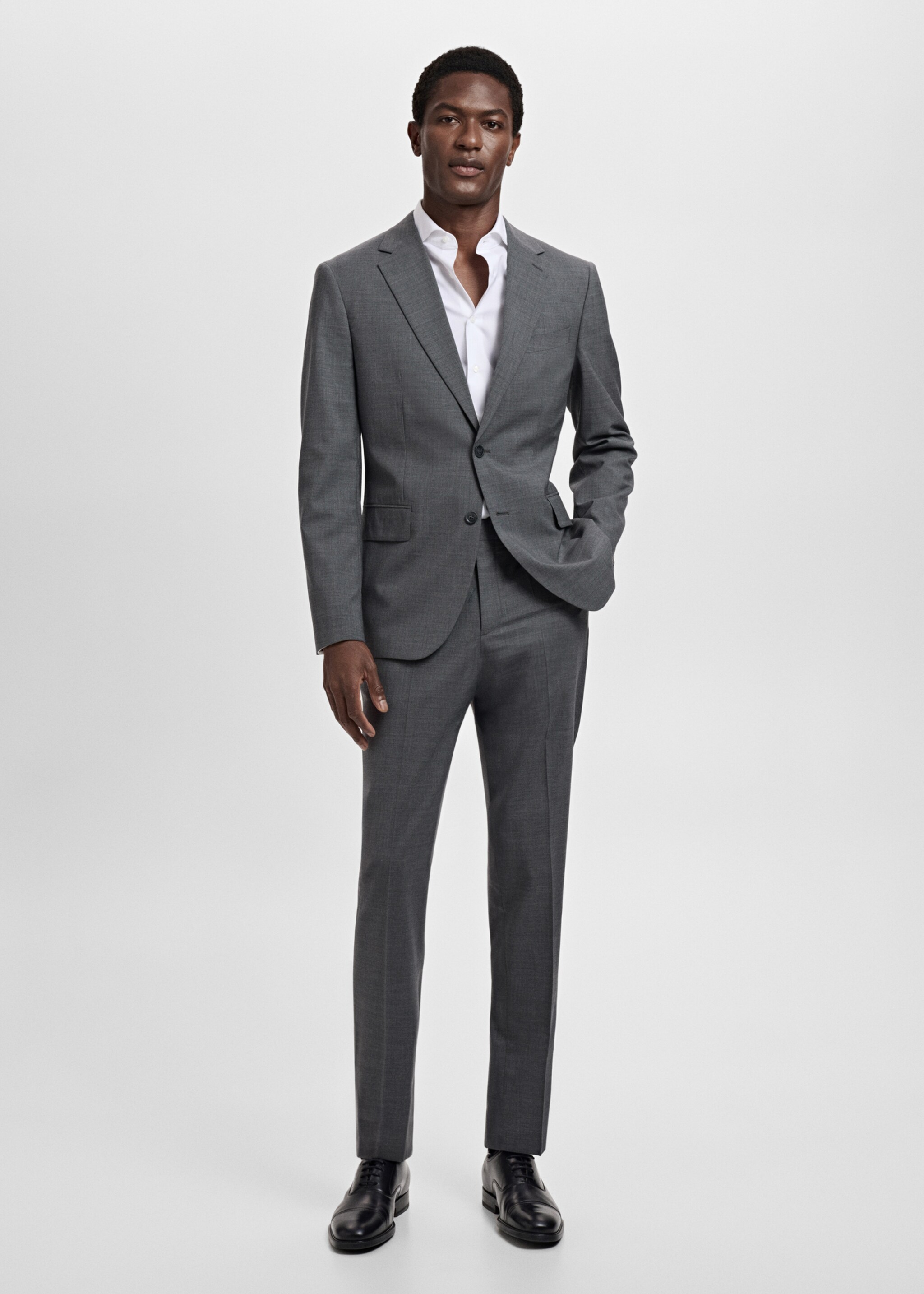 Turin 100% virgin wool suit trousers - General plane, Grey. Ref: 17051183-01.