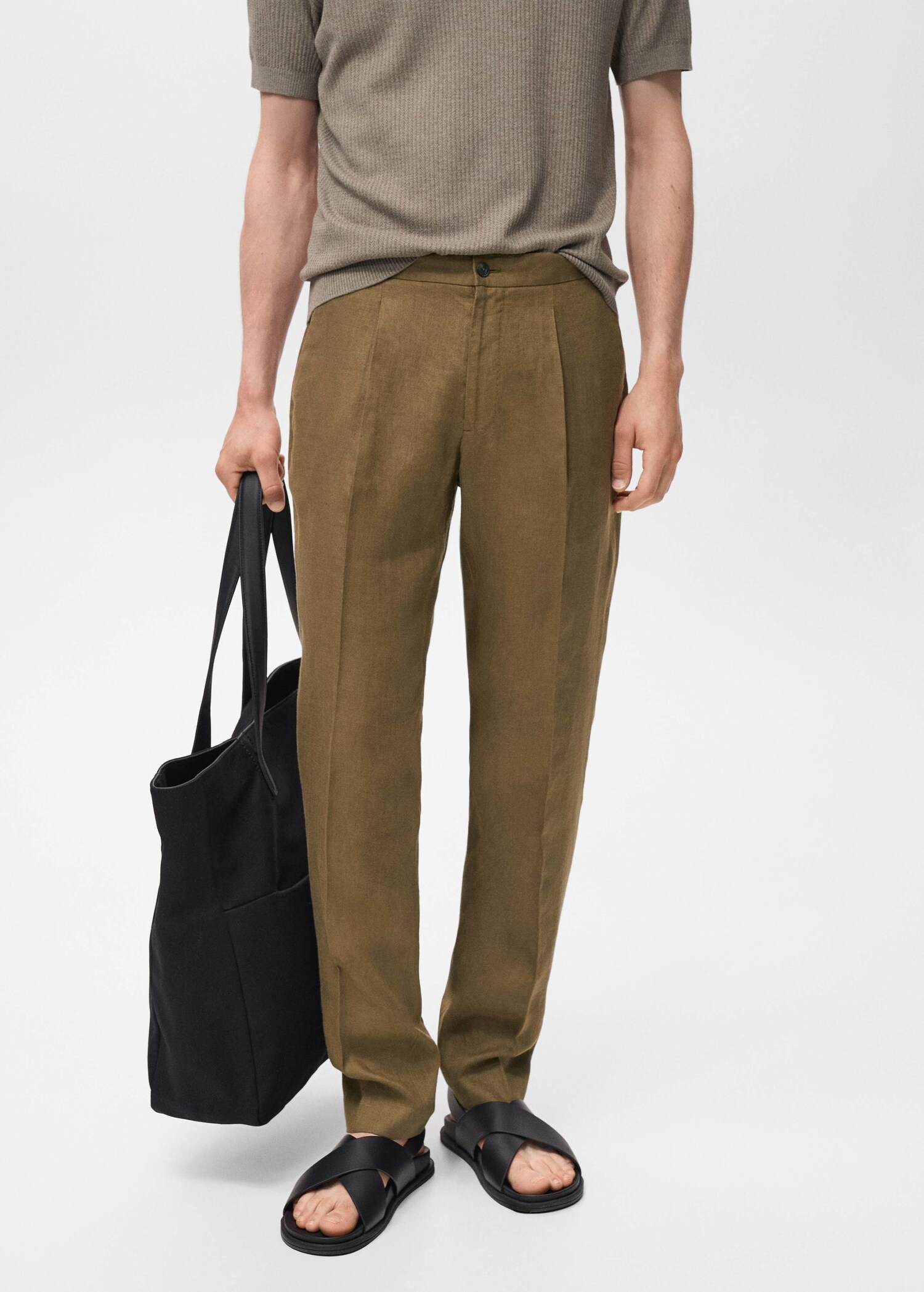 Pantalón traje Salerno 100% lino slim fit - Plano medio