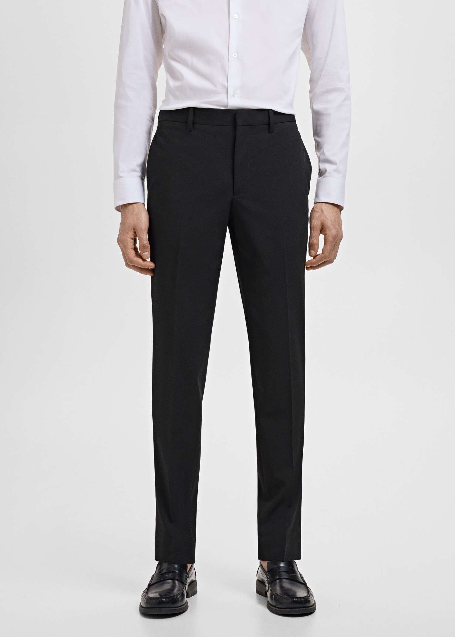 Stretch fabric super slim-fit suit trousers - Medium plane