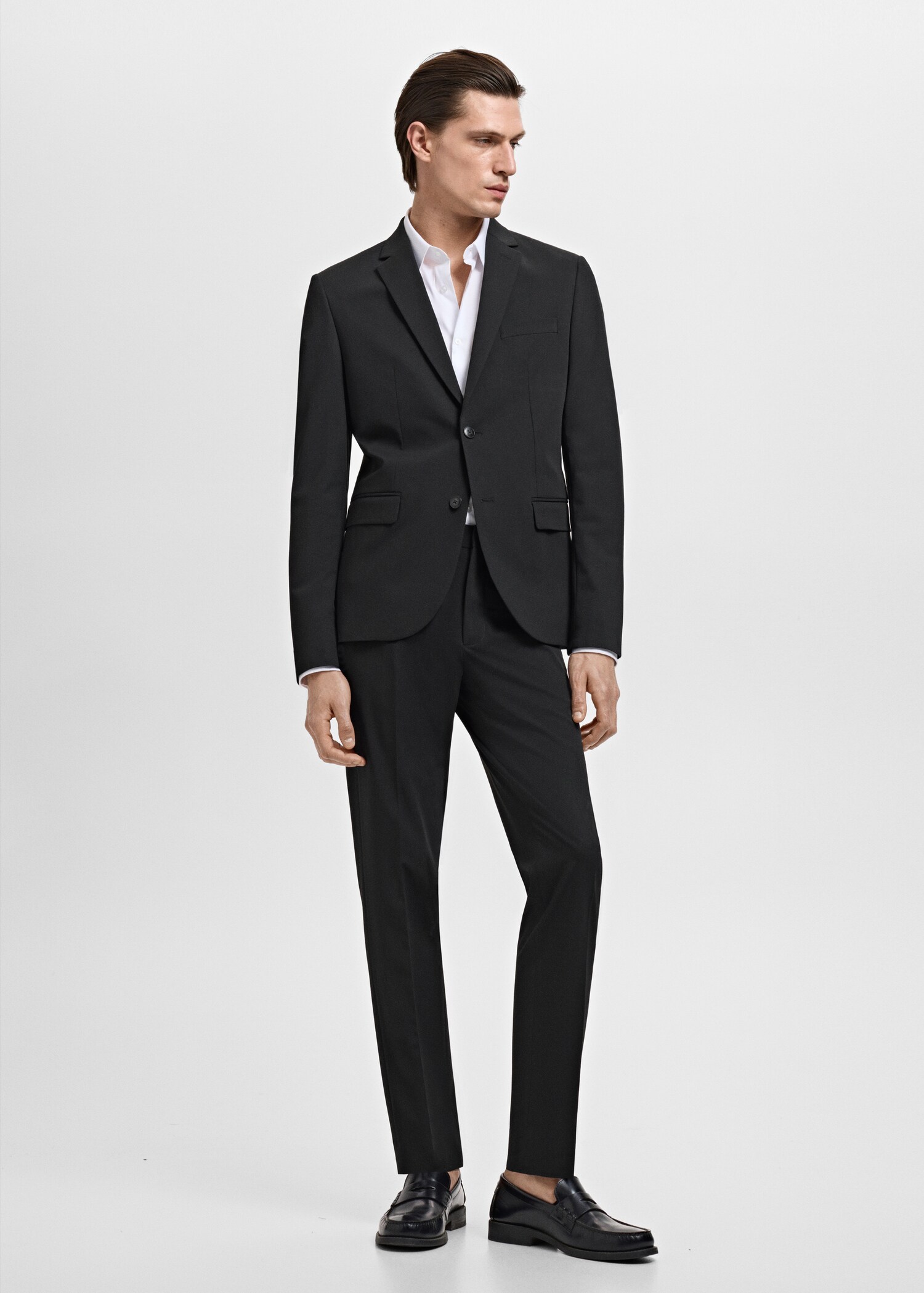 Stretch fabric super slim-fit suit trousers - General plane