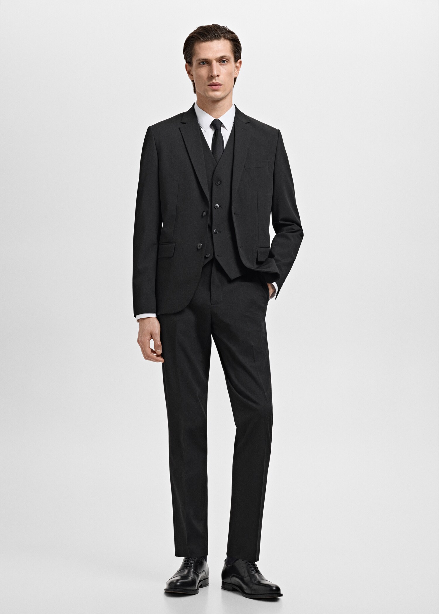 Stretch fabric super slim-fit suit trousers - General plane
