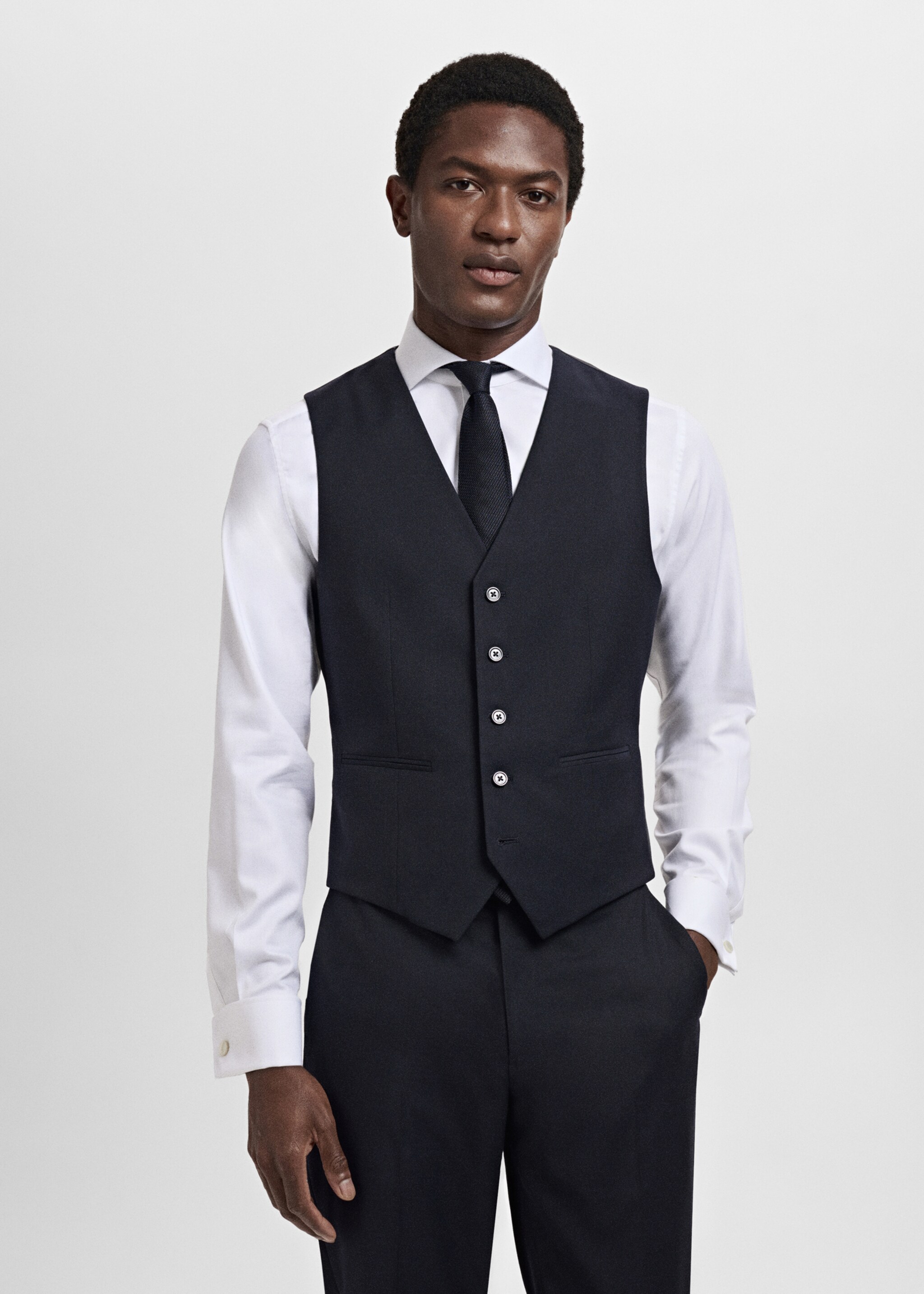 Slim-fit suit waistcoat - Medium plane