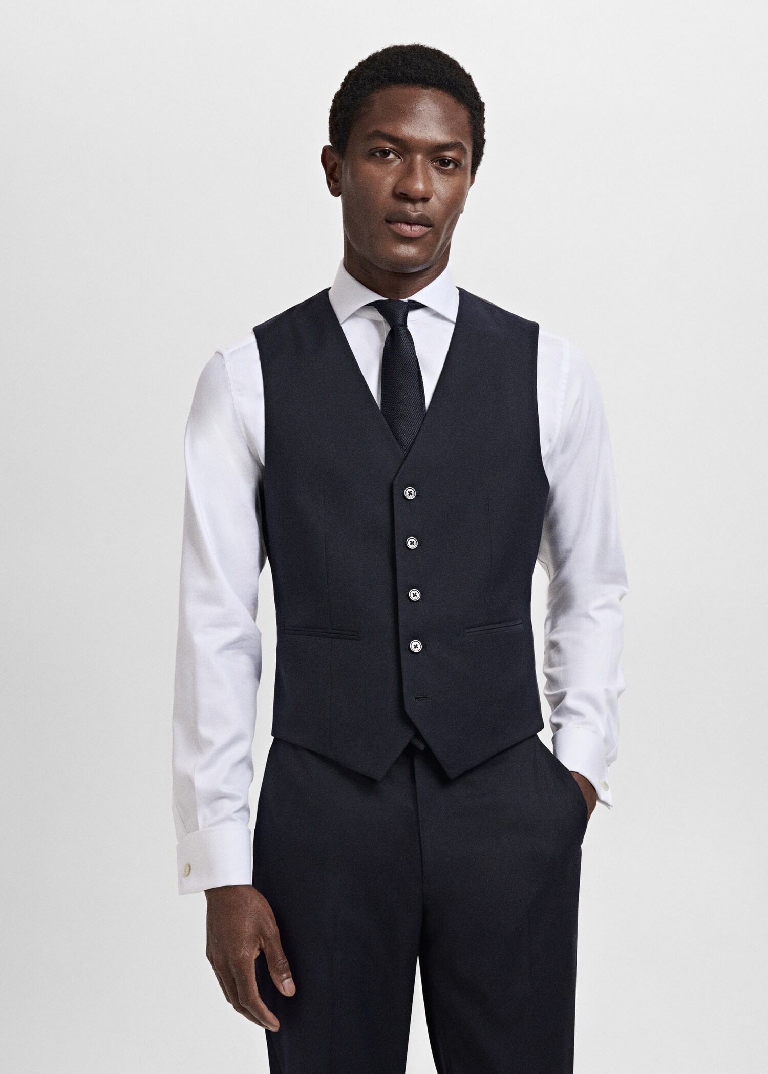 Slim-fit suit waistcoat - Medium plane