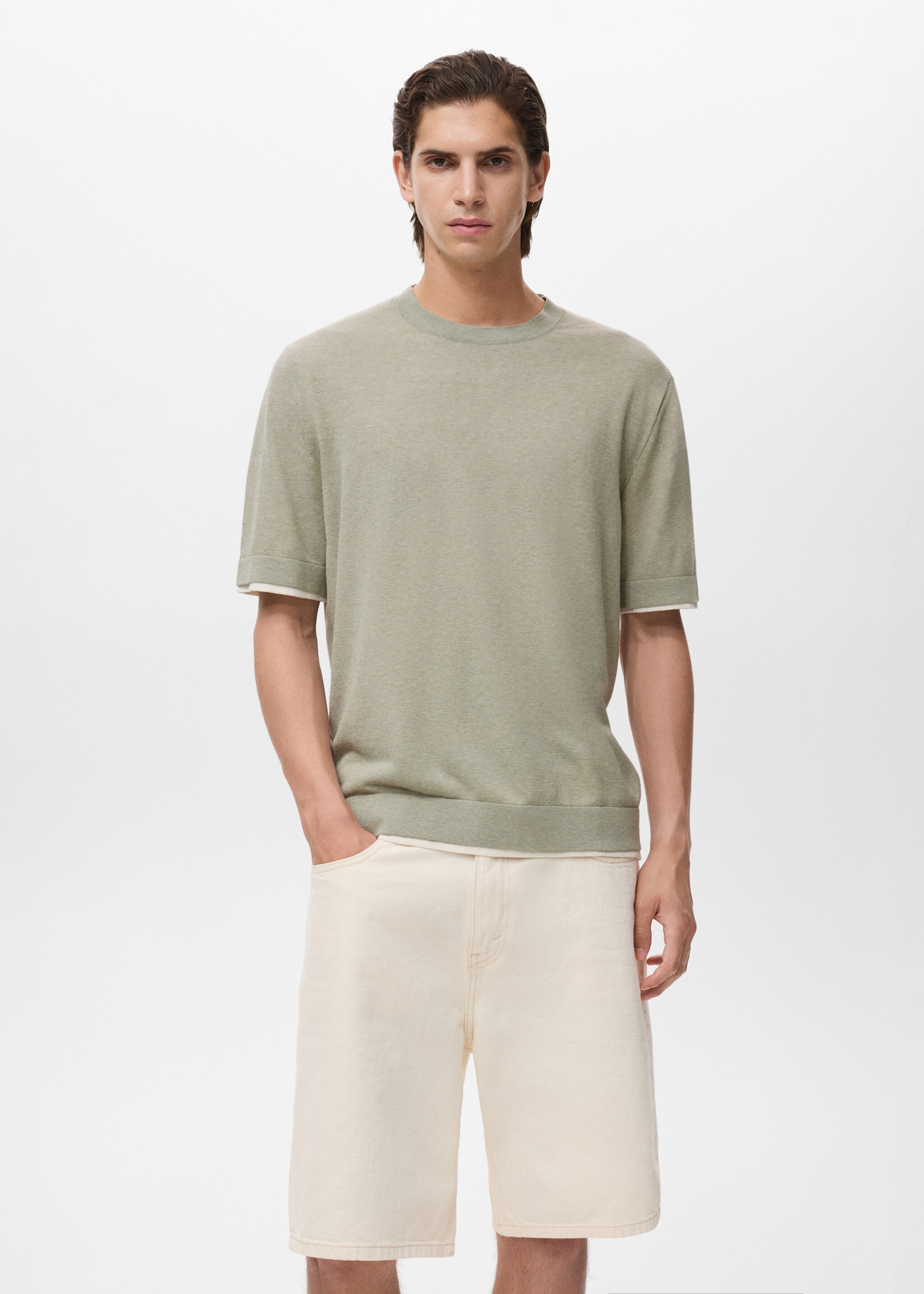 Camiseta combinada algodón - Plano medio