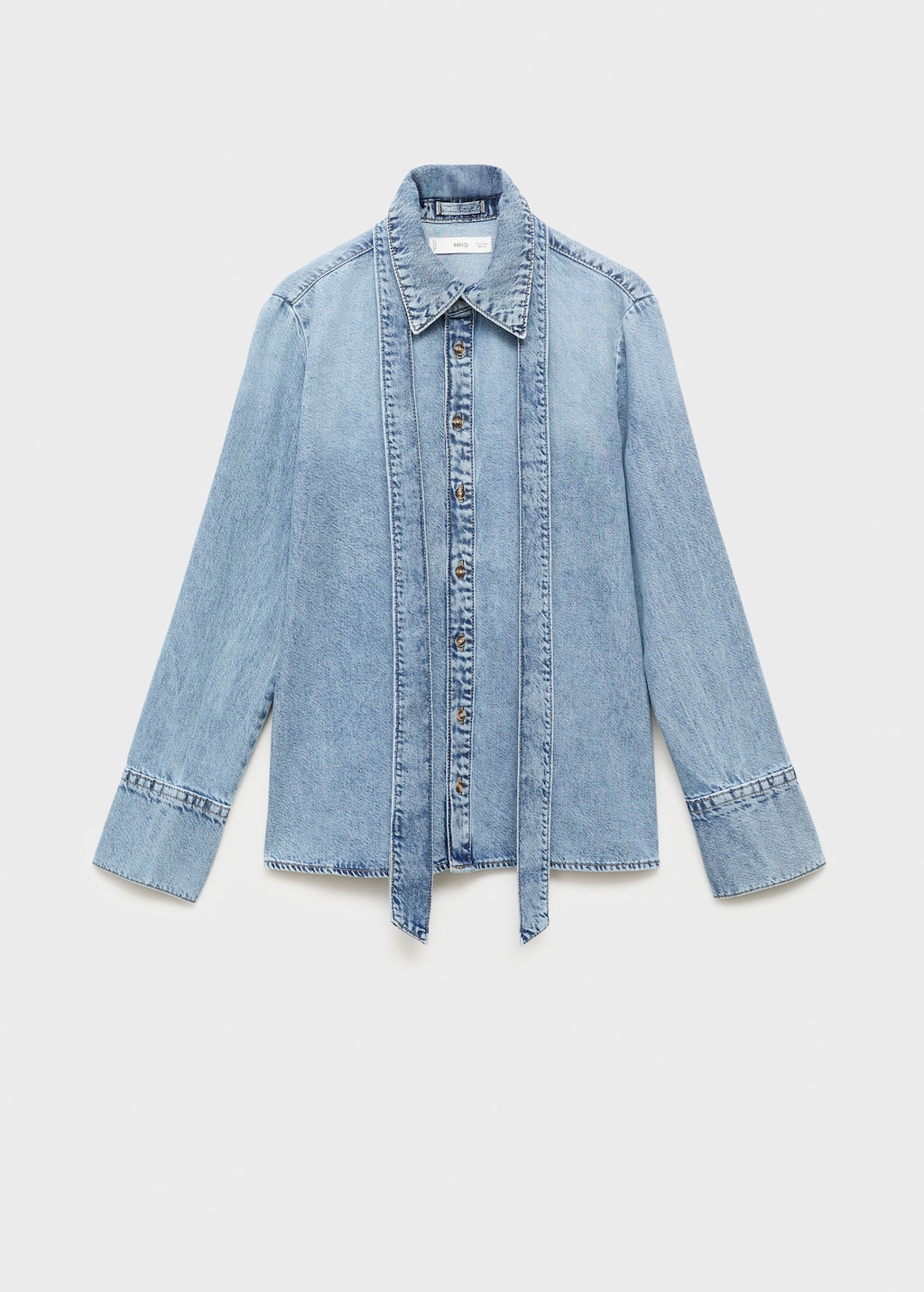 Denim shirt with bow