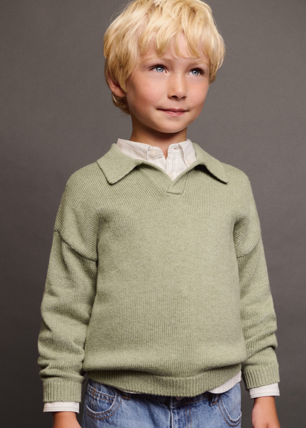 Knitted polo-neck sweater