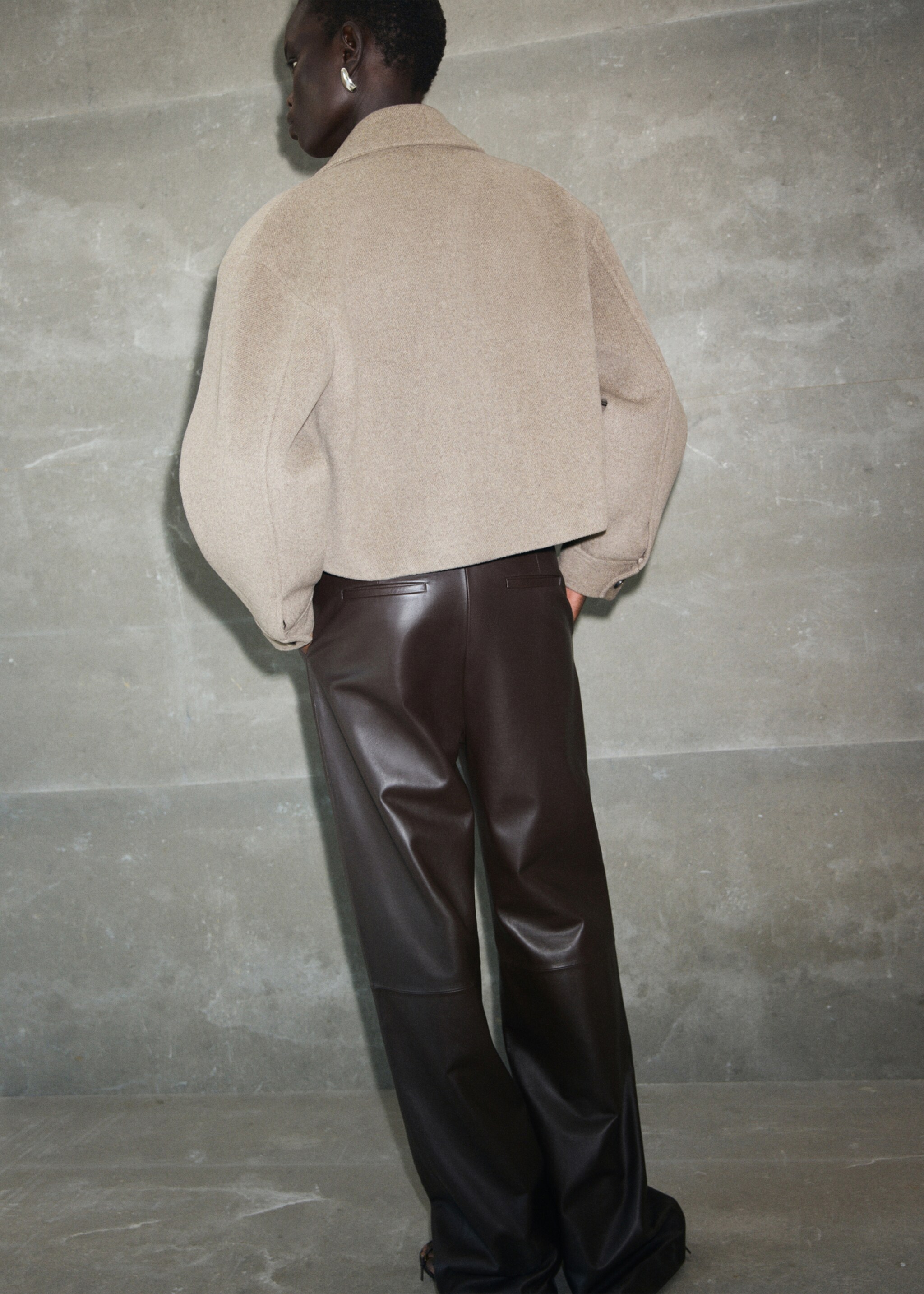 Wool bomber jacket - Reverse of the article, Sand. Ref: 17055789-01.