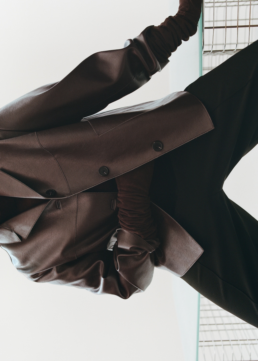 Faux-leather jacket with pockets