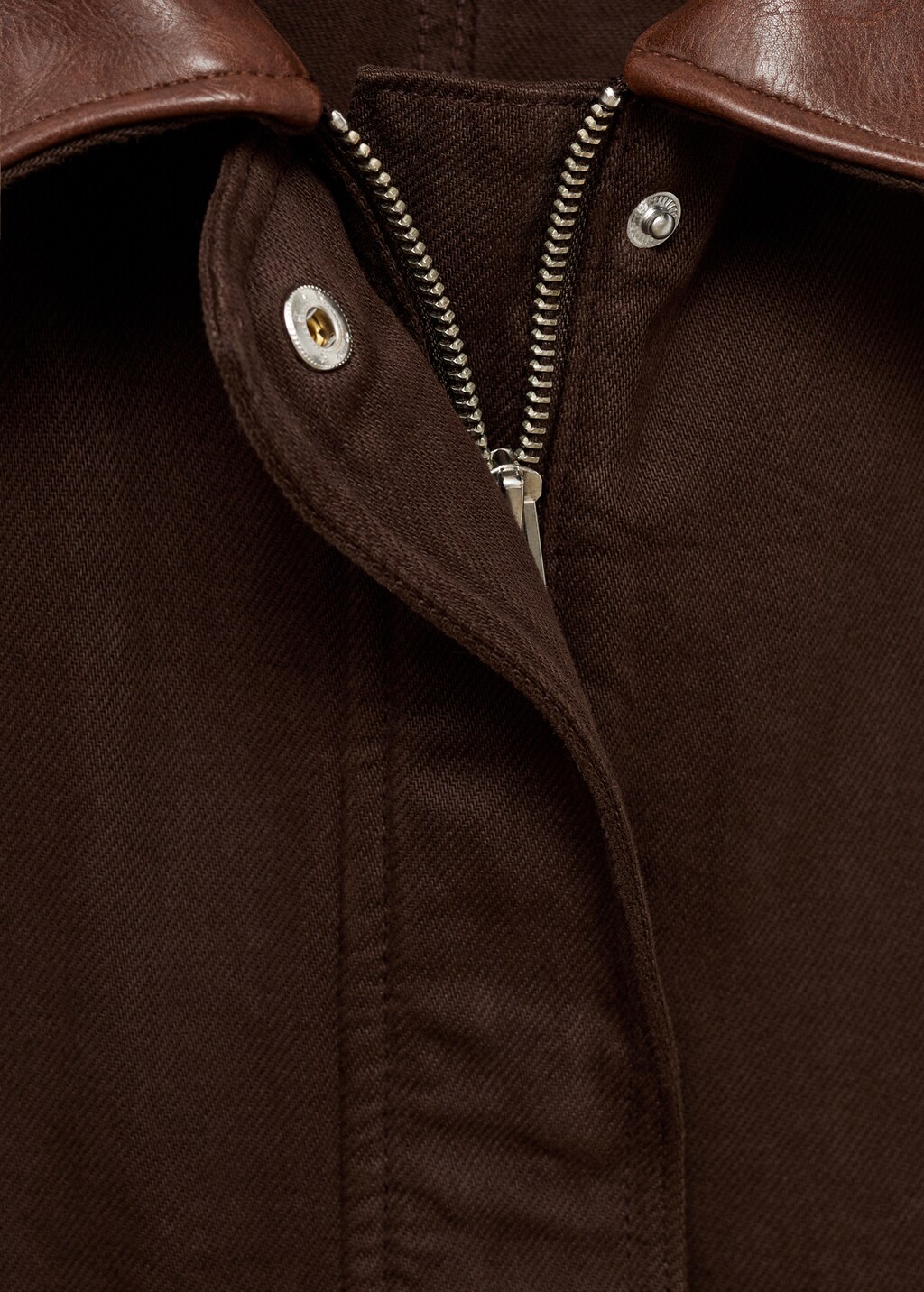 Denim parka with faux-effect collar