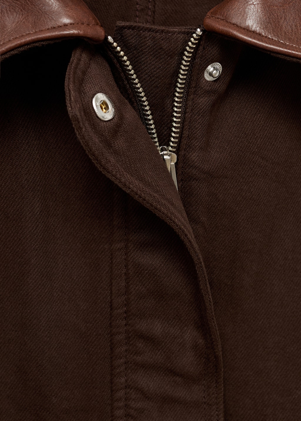 Denim parka with faux-effect collar