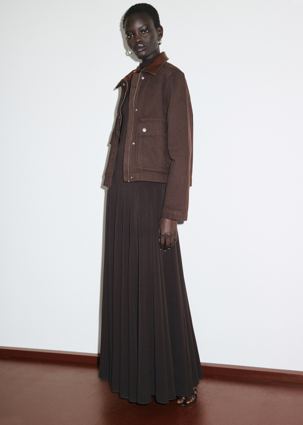 Denim parka with faux-effect collar