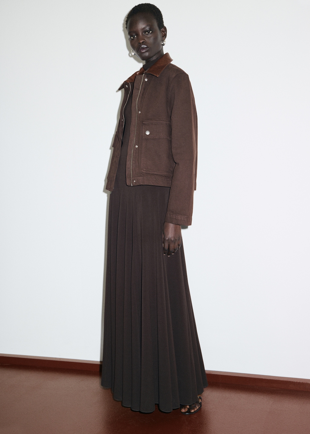 Denim parka with faux-effect collar