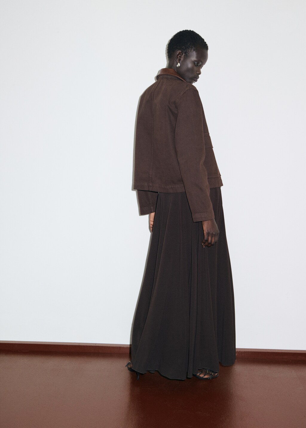 Denim parka with faux-effect collar