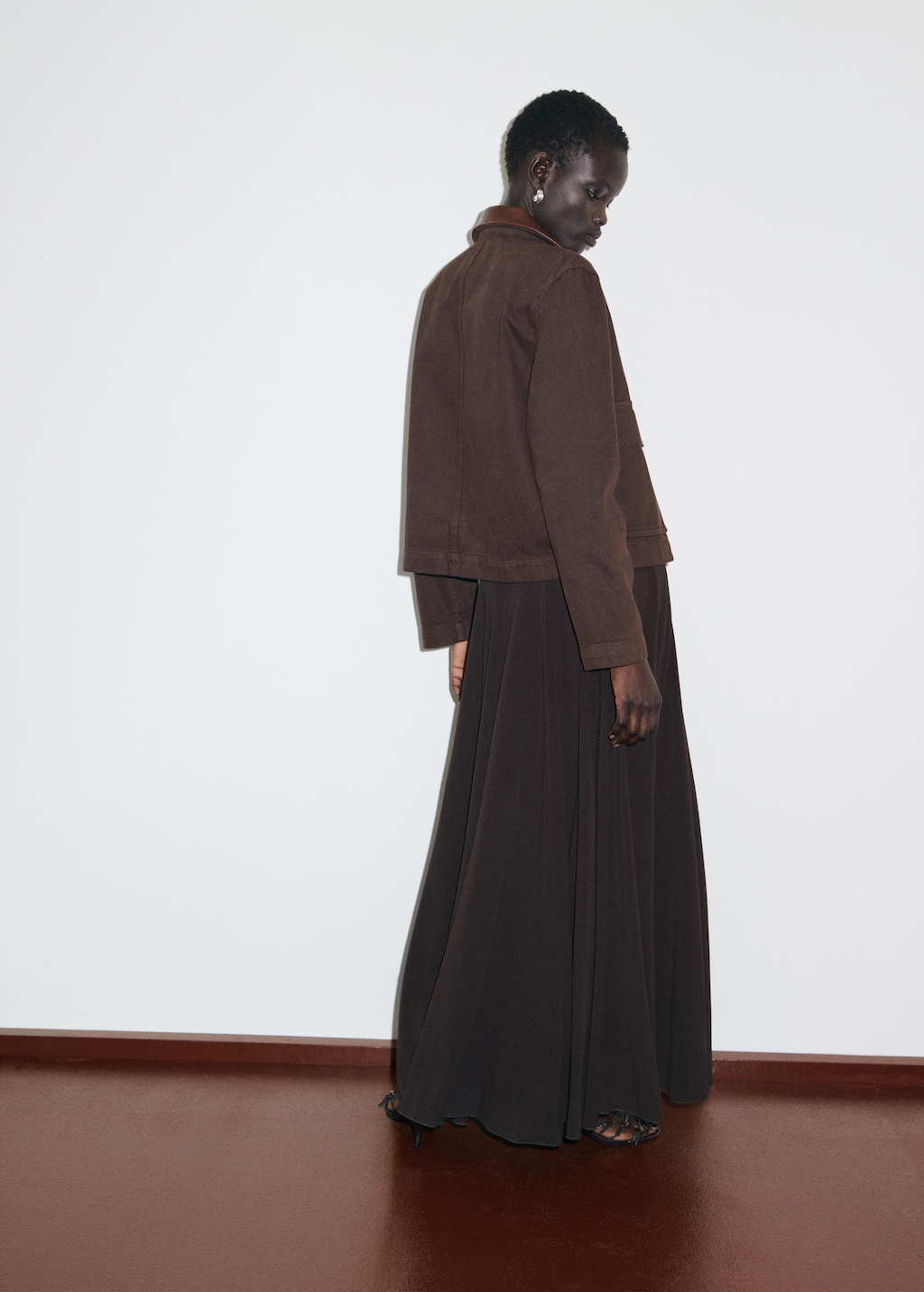 Denim parka with faux-effect collar