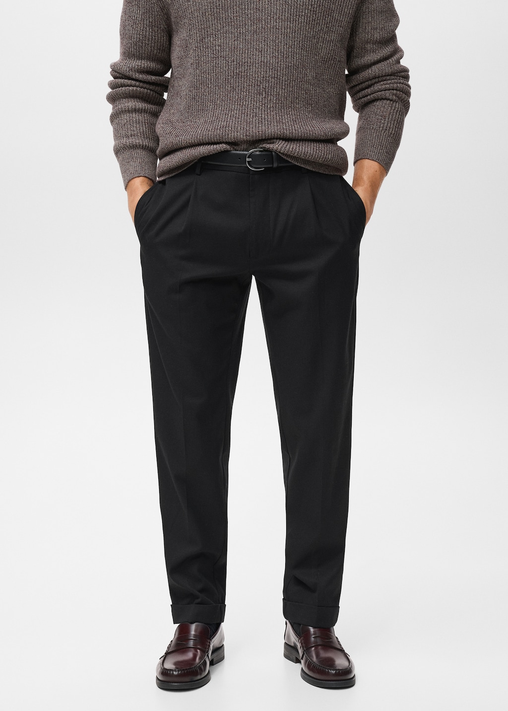 Regular-fit pleated flannel pants