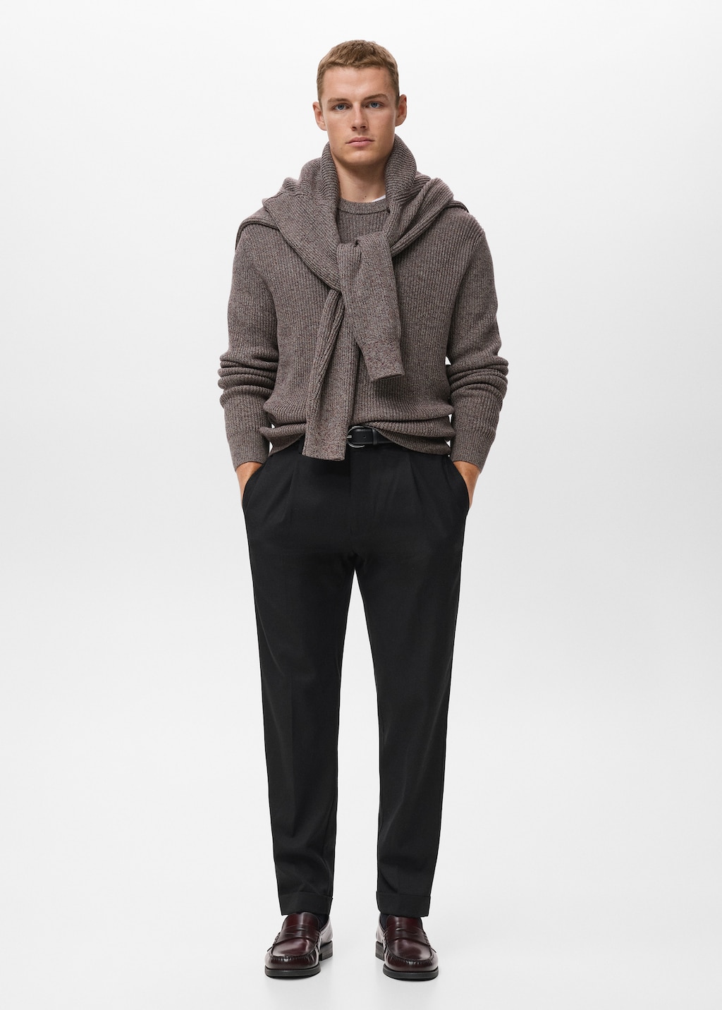 Regular-fit pleated flannel pants