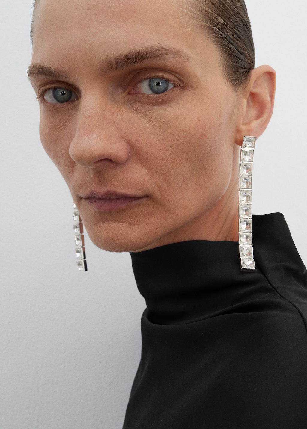 asymmetrical satin-finish dress with hem