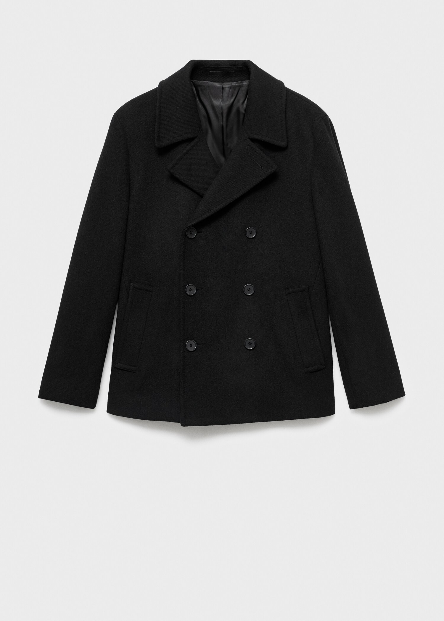 Wool double-breasted coat with buttons - Article without model