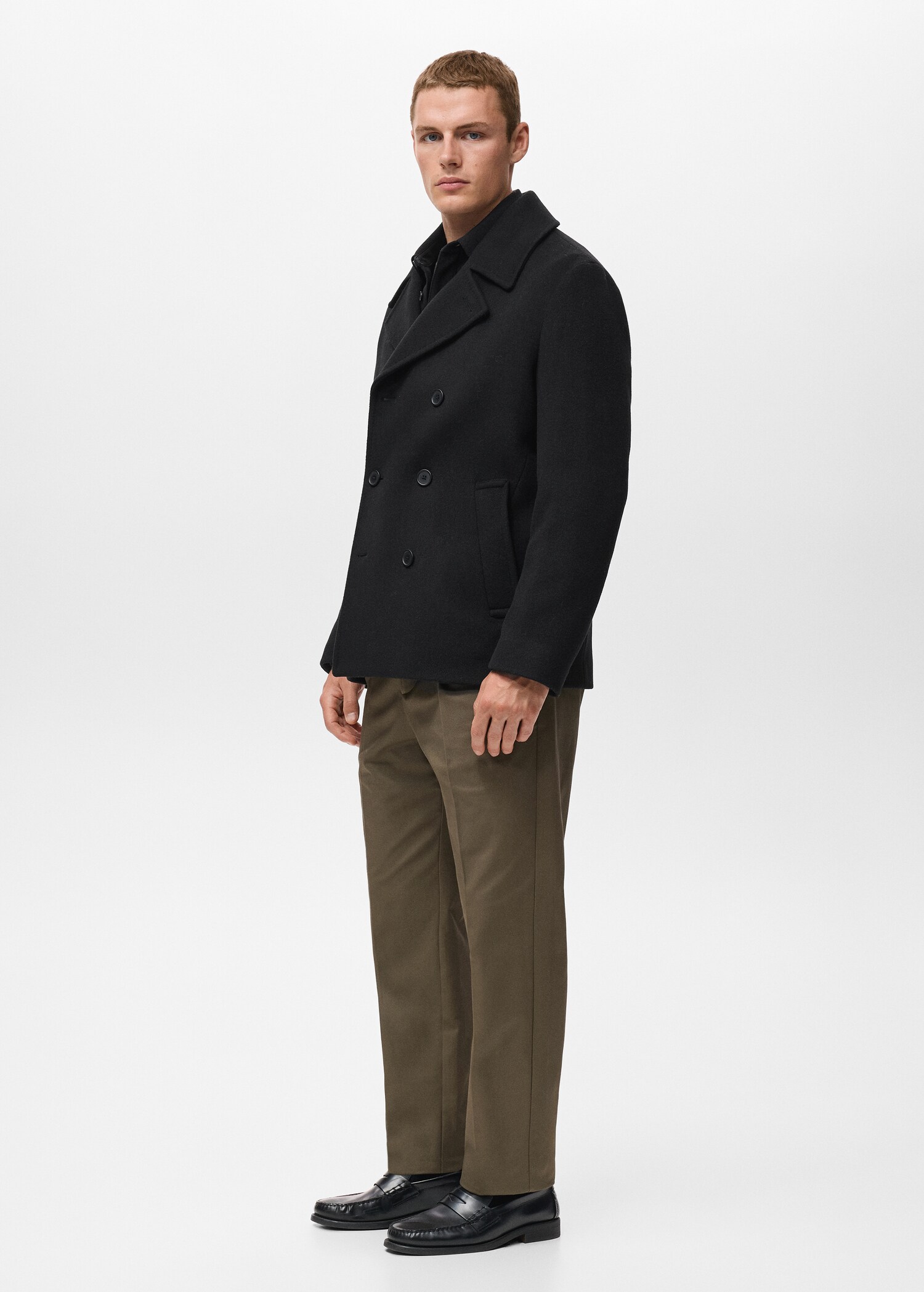 Wool double-breasted coat with buttons - Details of the article 2