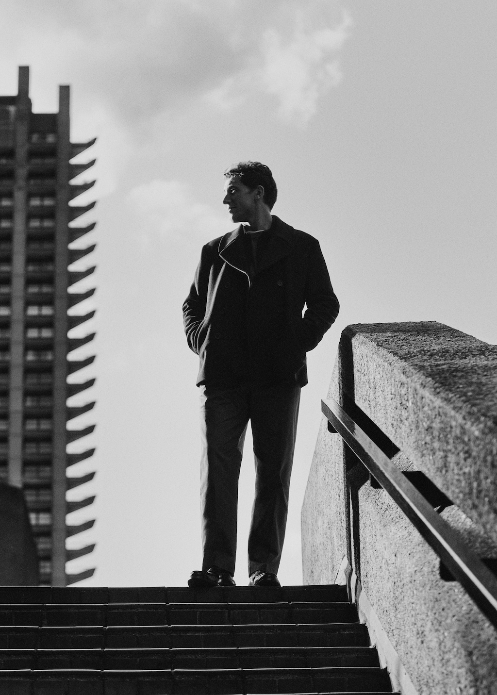 Wool double-breasted coat with buttons