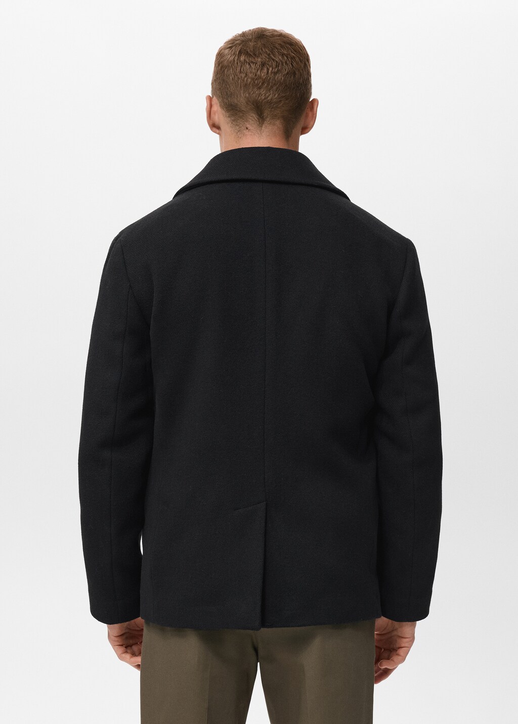 Wool double-breasted coat with buttons