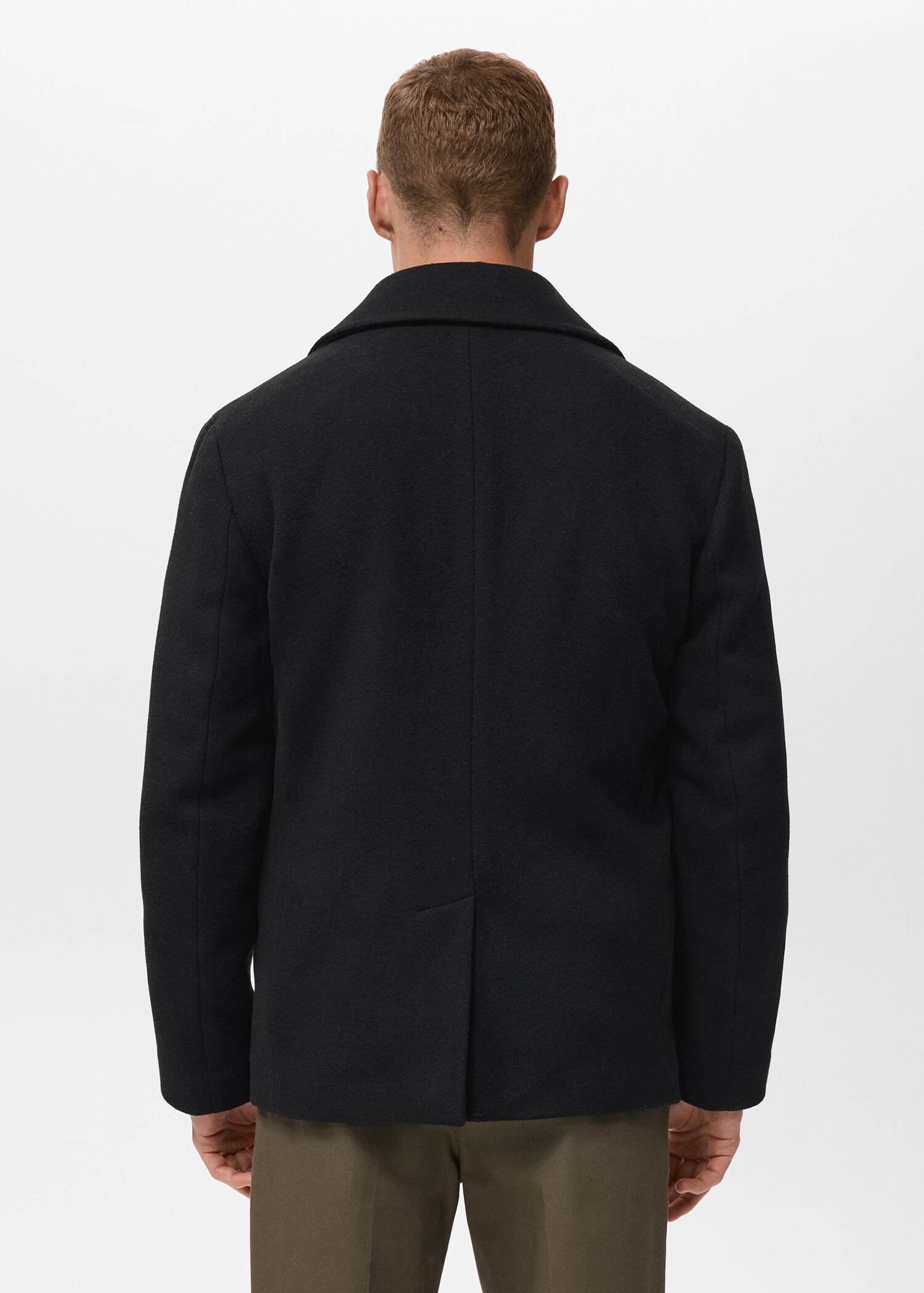 Wool double-breasted coat with buttons - Reverse of the article