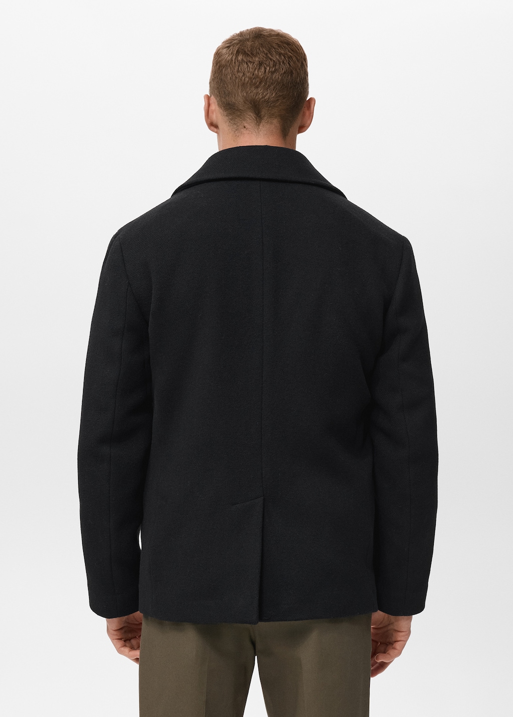 Wool double-breasted coat with buttons