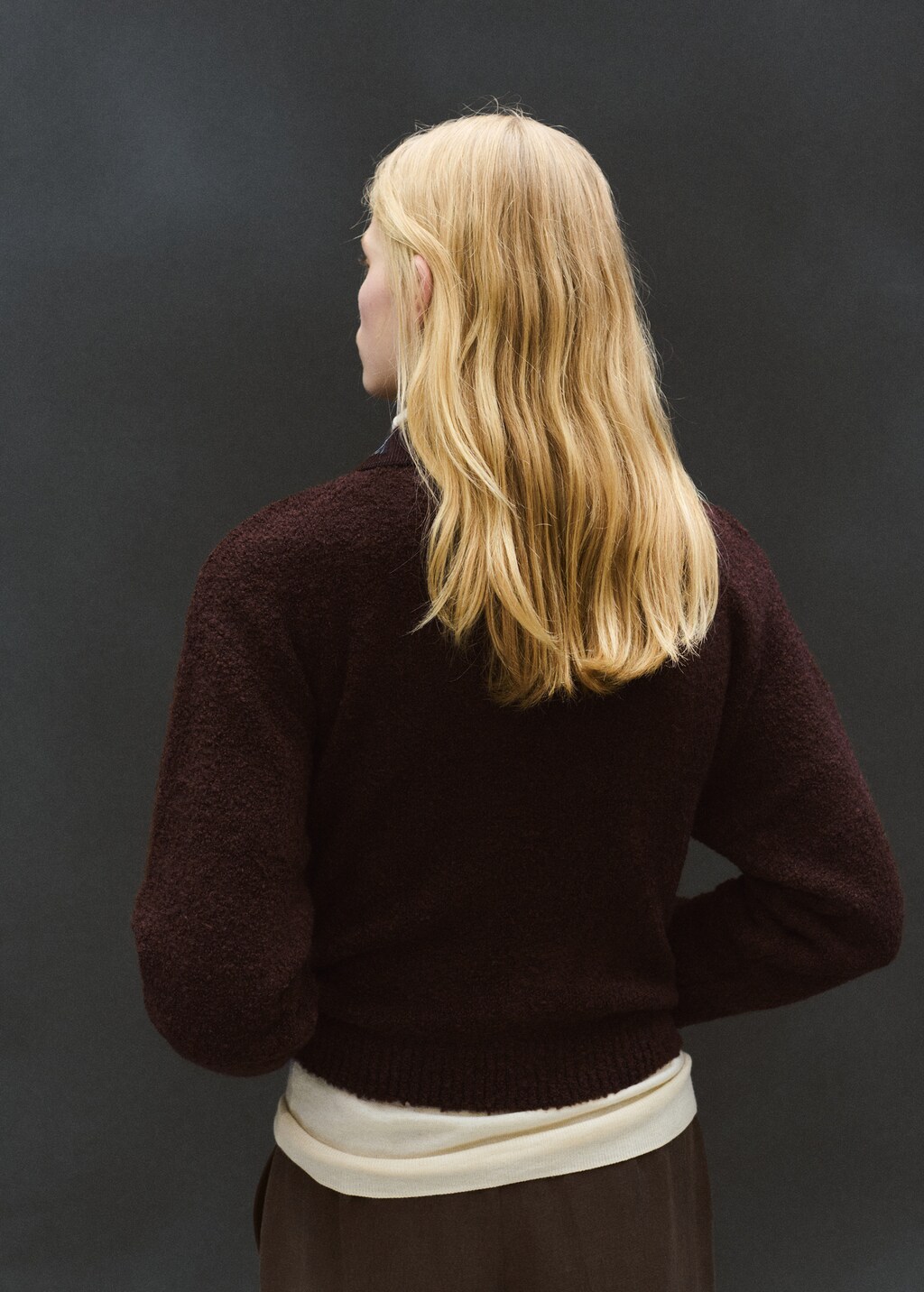 Bouclé jacket with corduroy collar