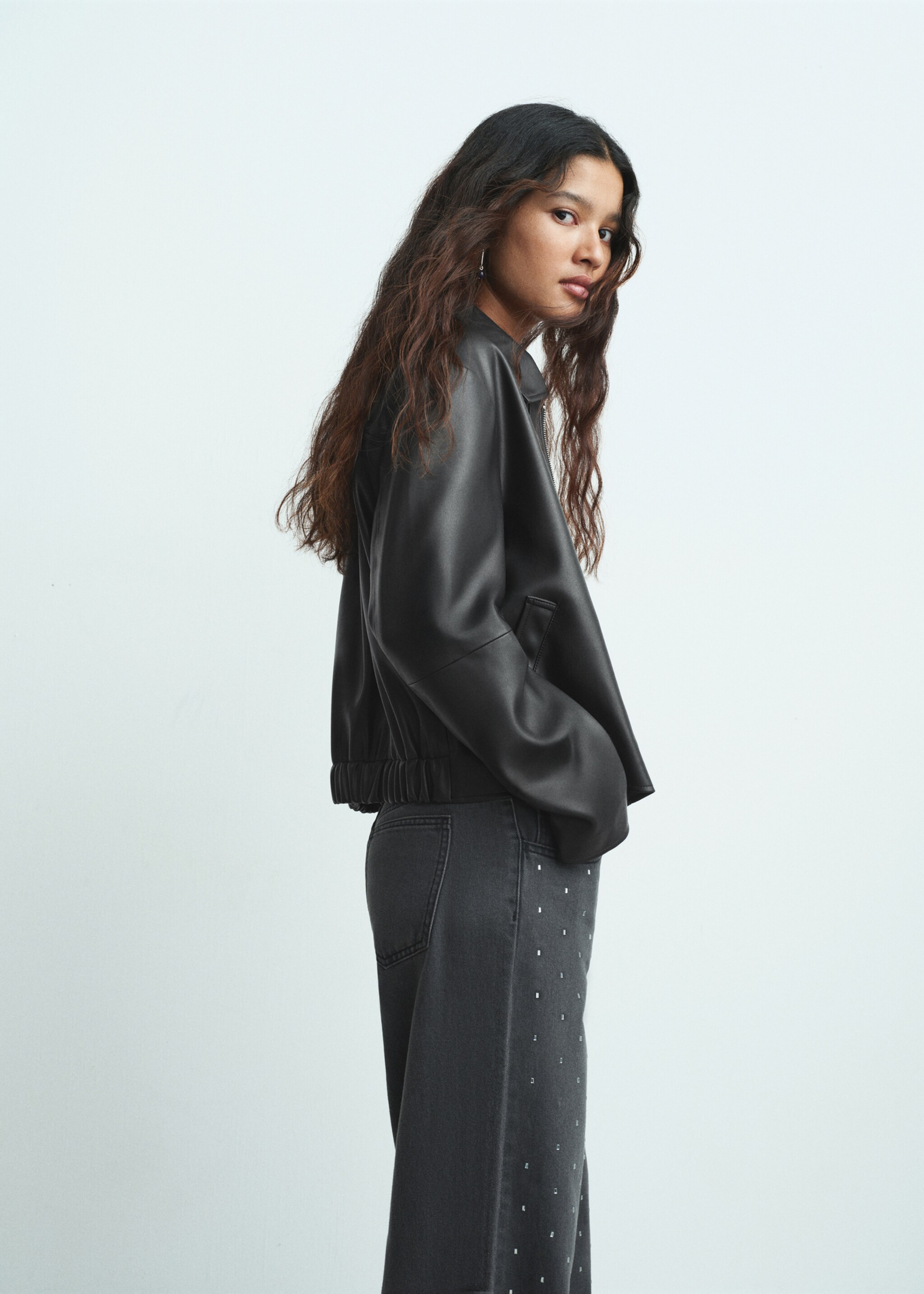 Faux-effect jacket - Medium plane, Black. Ref: 17058284-01.