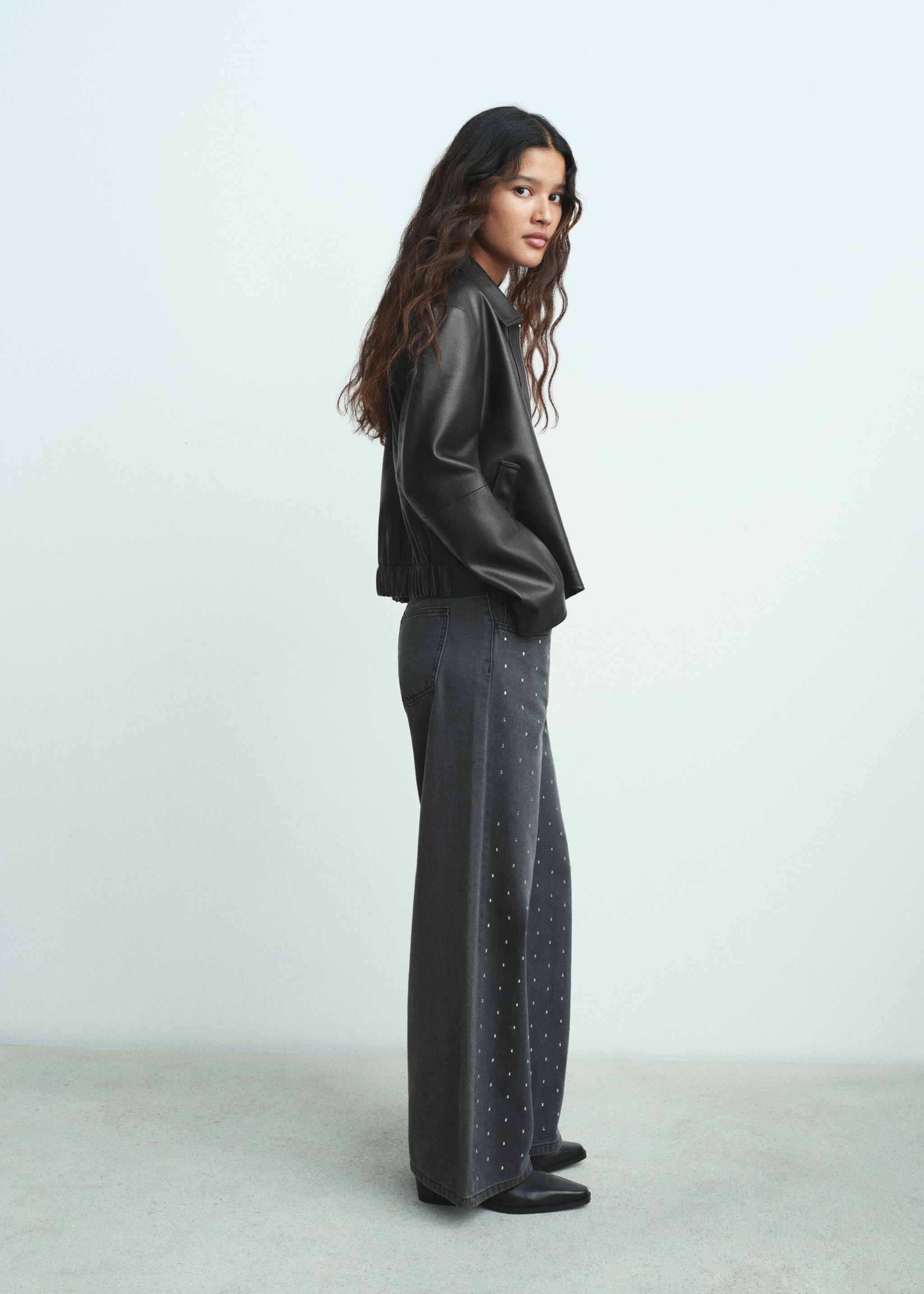 Faux-effect jacket - General plane, Black. Ref: 17058284-01.