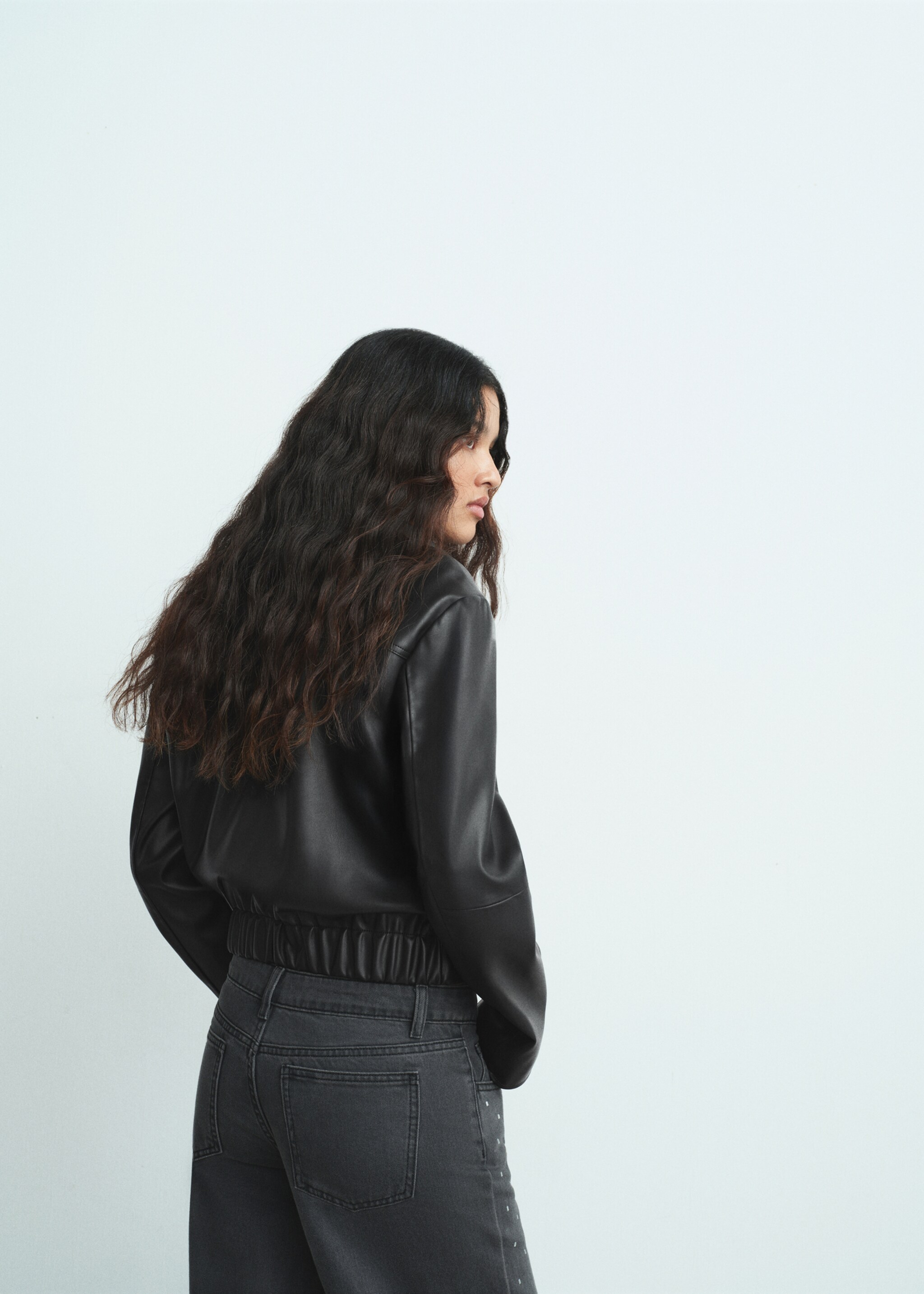Faux-effect jacket - Reverse of the article, Black. Ref: 17058284-01.